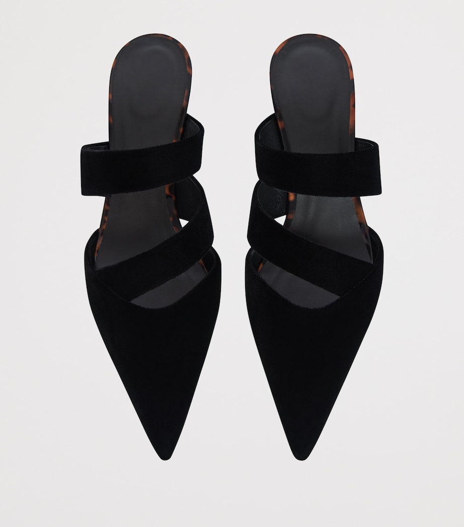 Balmain Velvet Heeled Mules 45 Eks Noir / Tartaruga Image 5
