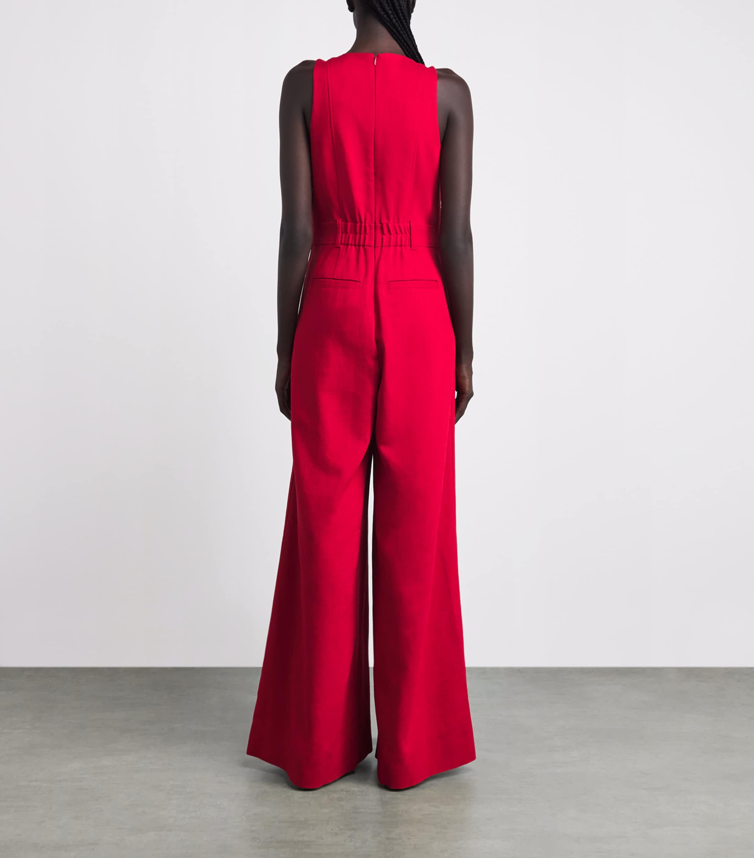 ME+EM Womens Tailored Wide-Leg Jumpsuit Ruby Red Image 4