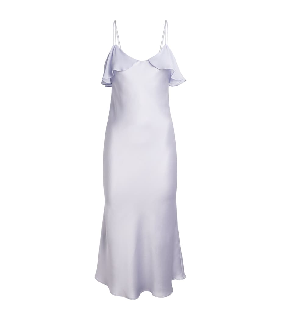 MANITO Womens Mulberry Silk Aurora Midi Slip Dress Orchid Petal Image 1