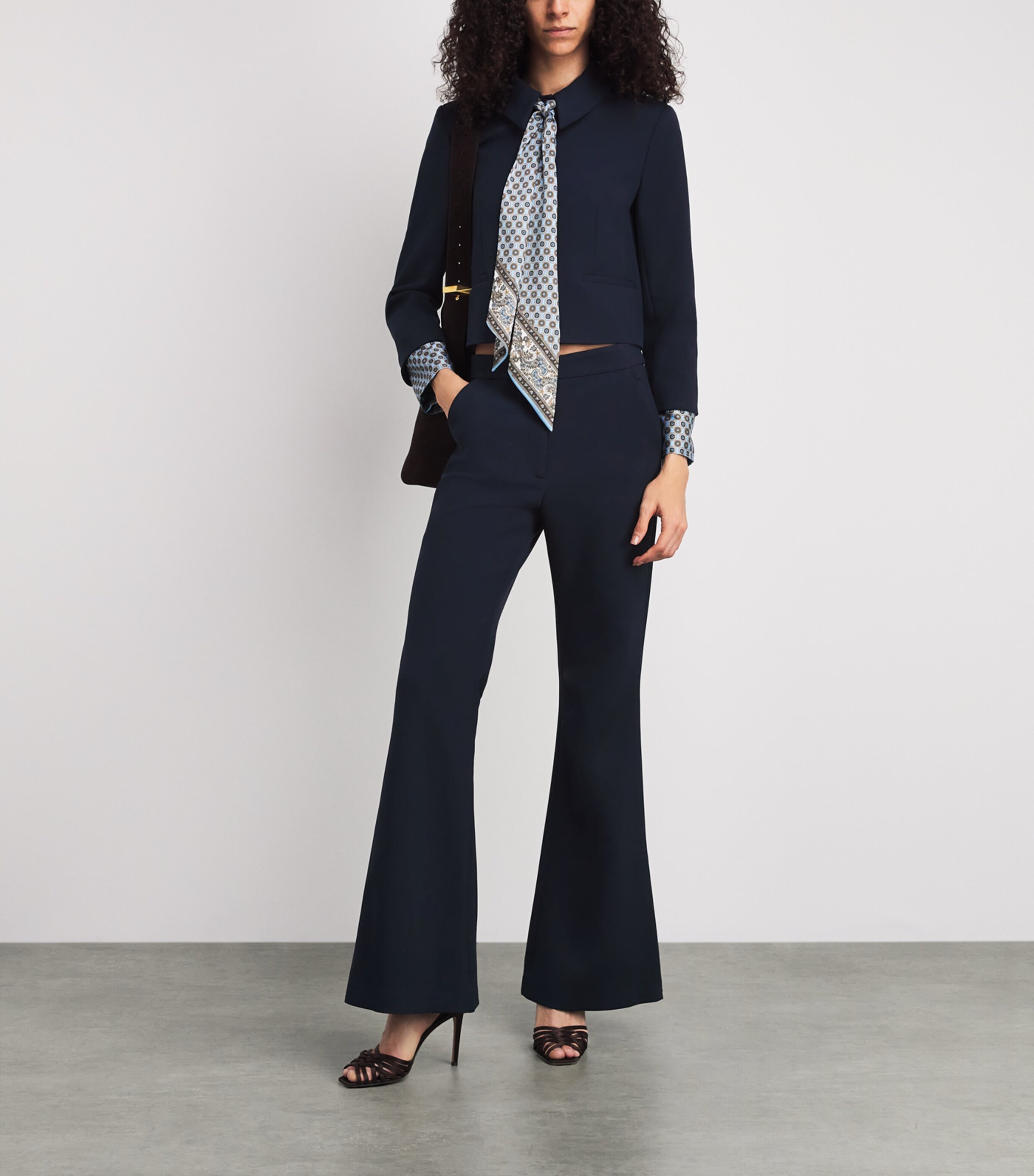 Veronica Beard Womens Arden Flared Trousers Navy Image 2