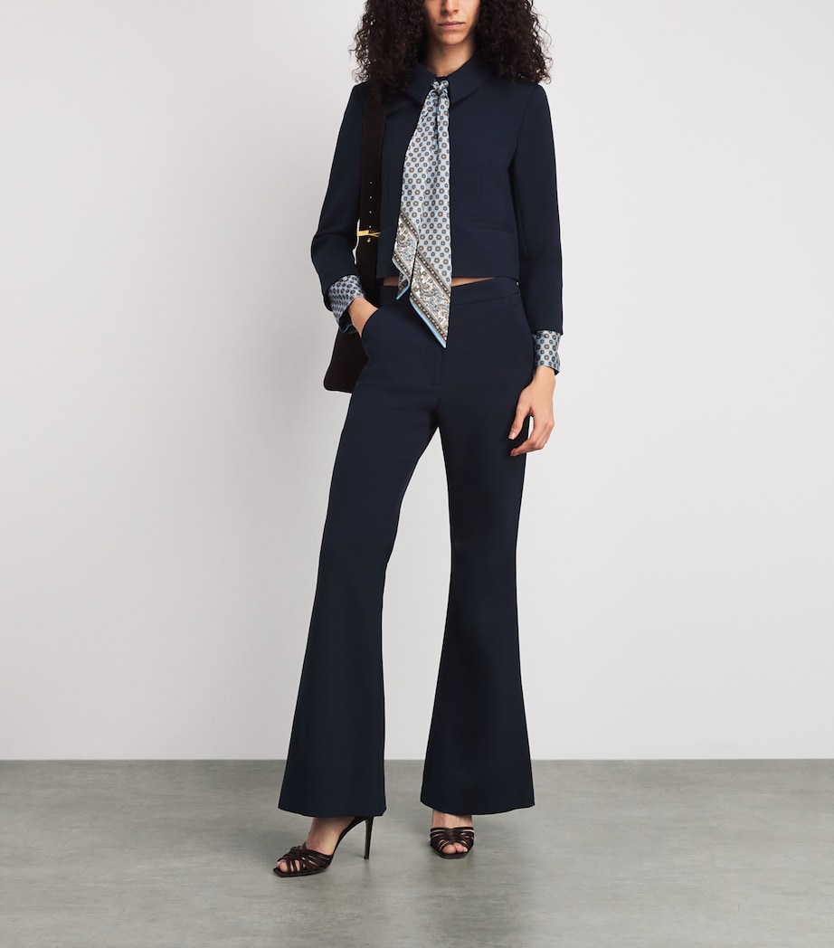 Veronica Beard Womens Arden Flared Trousers Navy Image 2