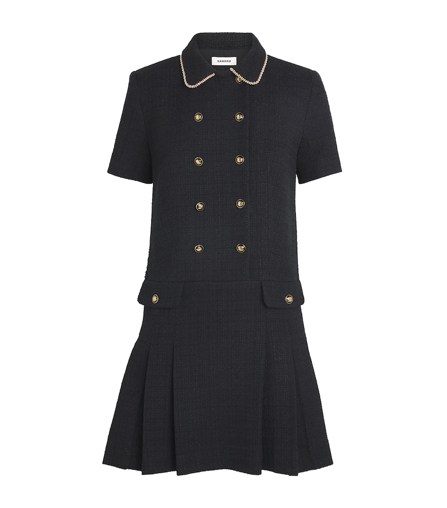 Tweed Buttoned Mini Dress BLACK Image 1