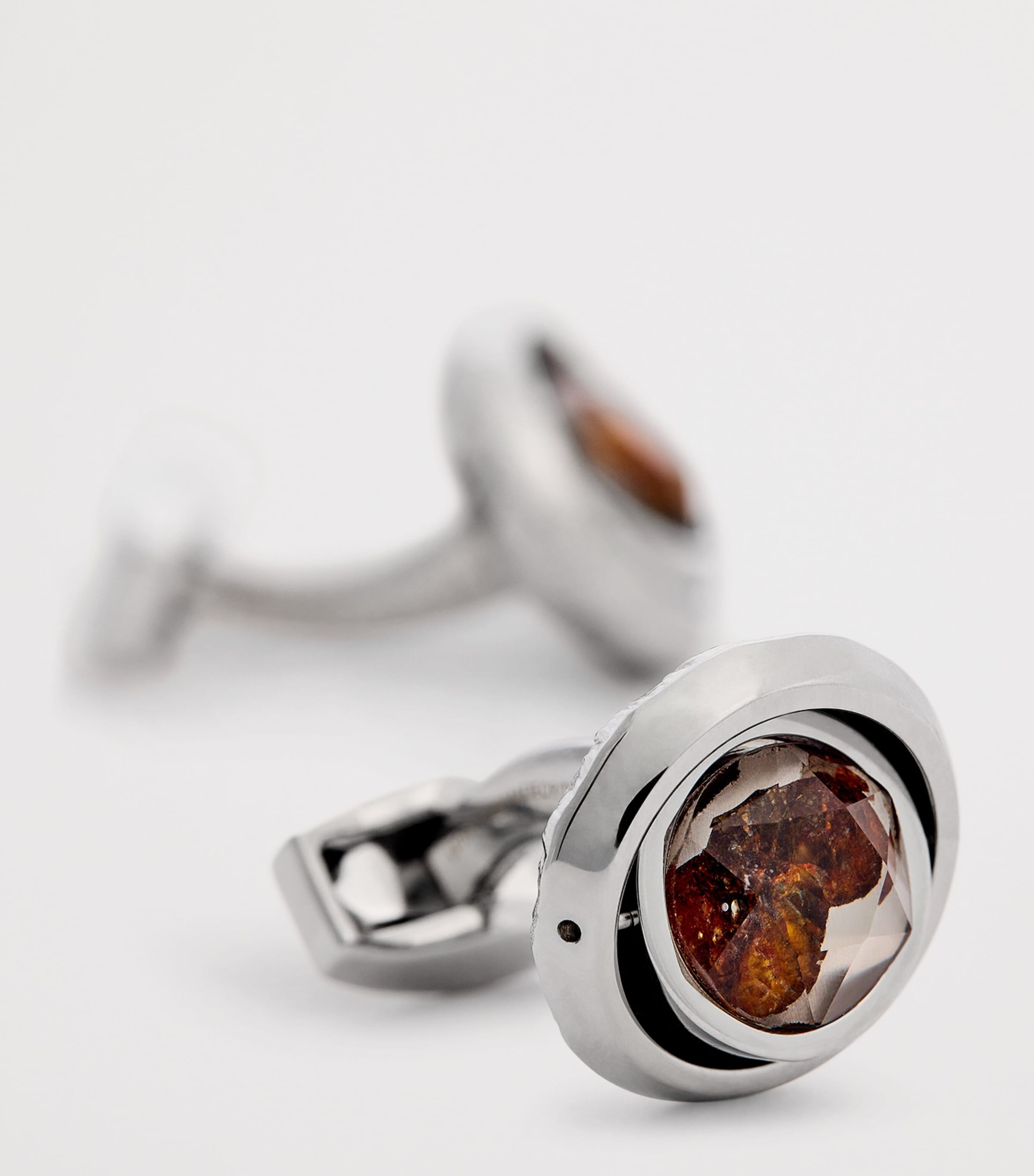 Tateossian Graffiato Stony-Iron Meteorite Cufflinks Brown Image 6