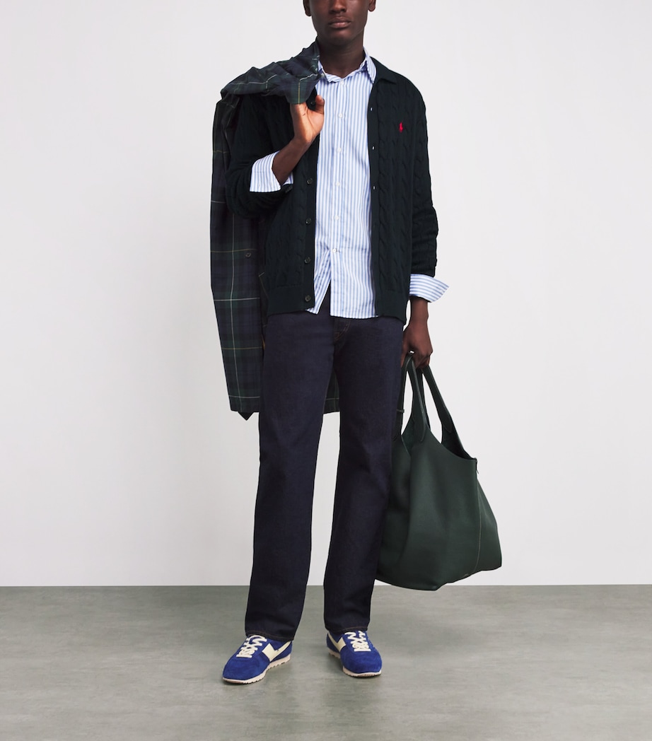 Cotton Cable-Knit Cardigan BLUE Image 2