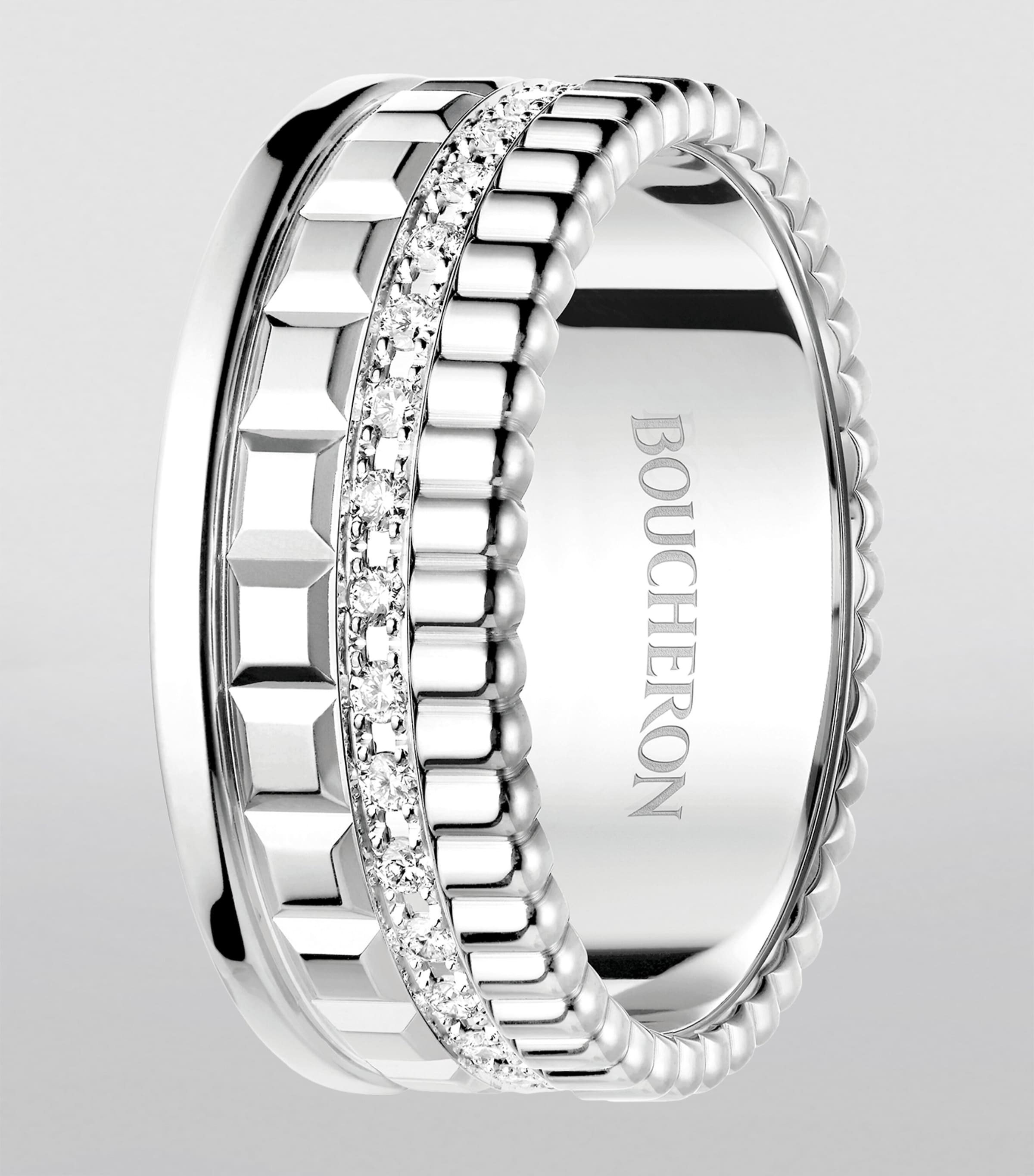 Small White Gold and Diamond Quatre Radiant Ring WHITE GOLD Image 2