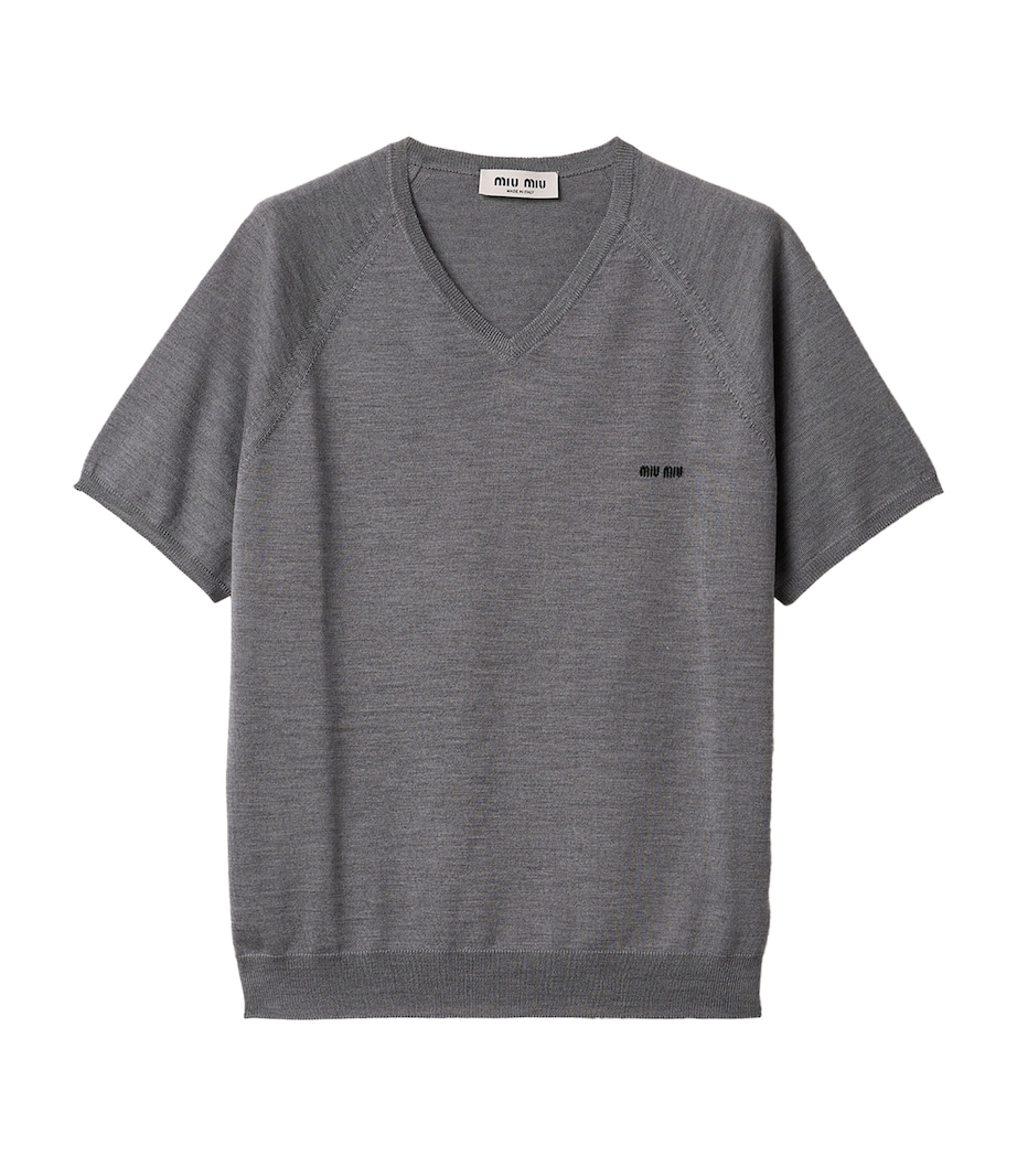 Miu Miu Womens Fleece Wool Logo Sweater Image 1