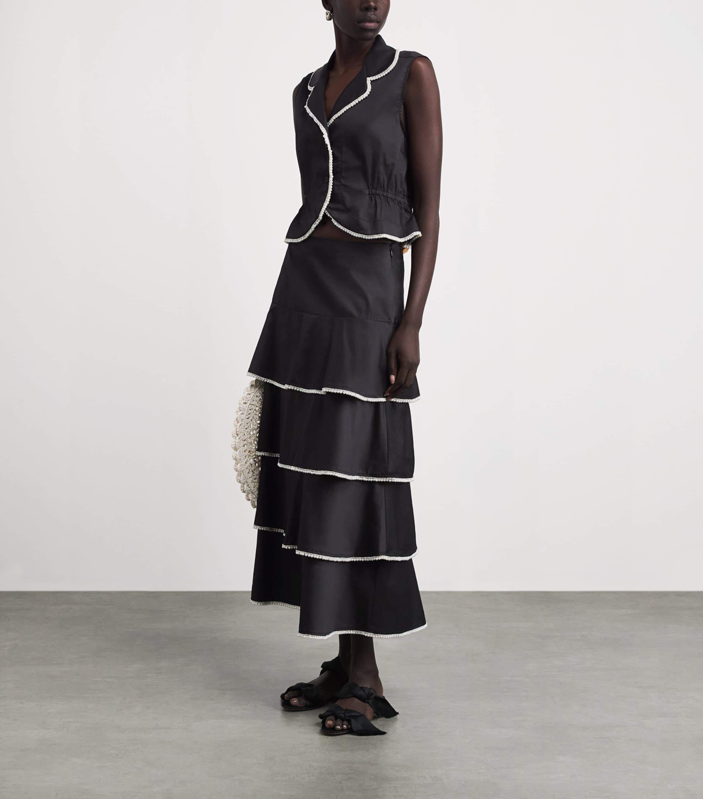 Sandro Paris Womens Cotton Embellished Shirt Black Image 2