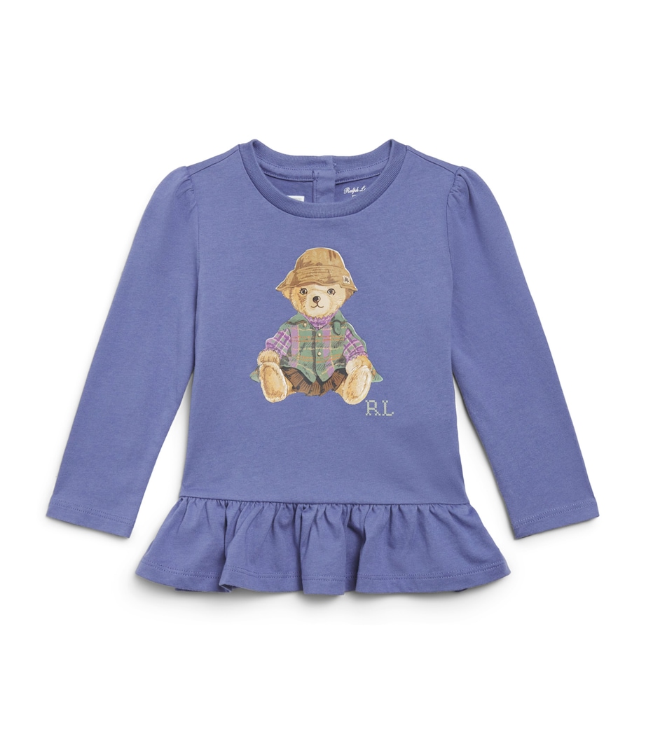 Ralph Lauren Kids Cotton Polo Bear Long-Sleeve T-Shirt (3-24 Months) Summer Purple Image 1