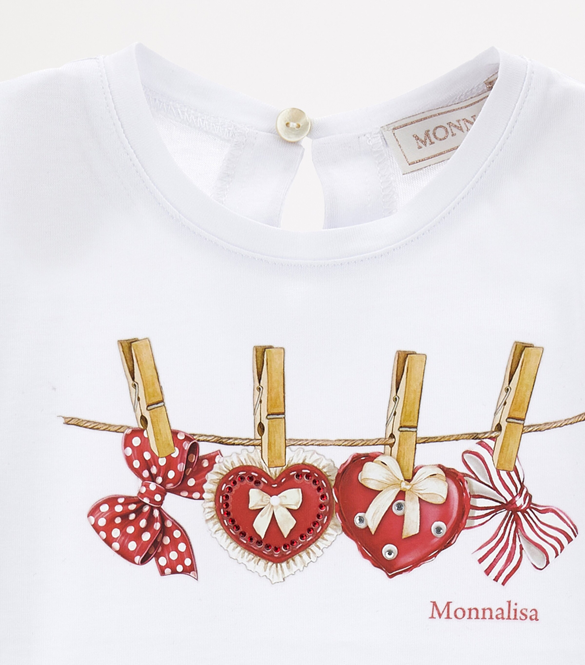 Cotton Heart Print T-Shirt (3-36 Months) BIANCO Image 3