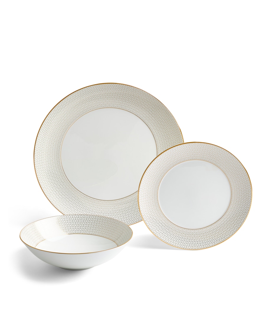 Set of 12 Gio Gold Dinnerware Pieces WHITE Image 1