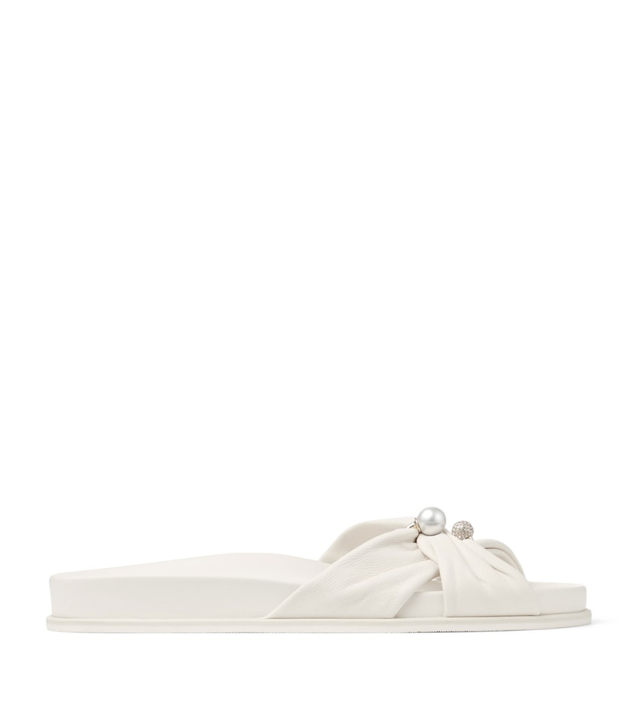 Jimmy Choo Rafi Leather Flat Sandals Latte Image 1