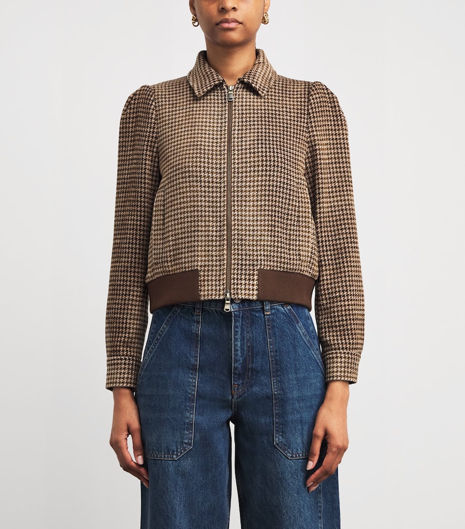 Houndstooth Bomber Jacket BROWN MULTI Image 3