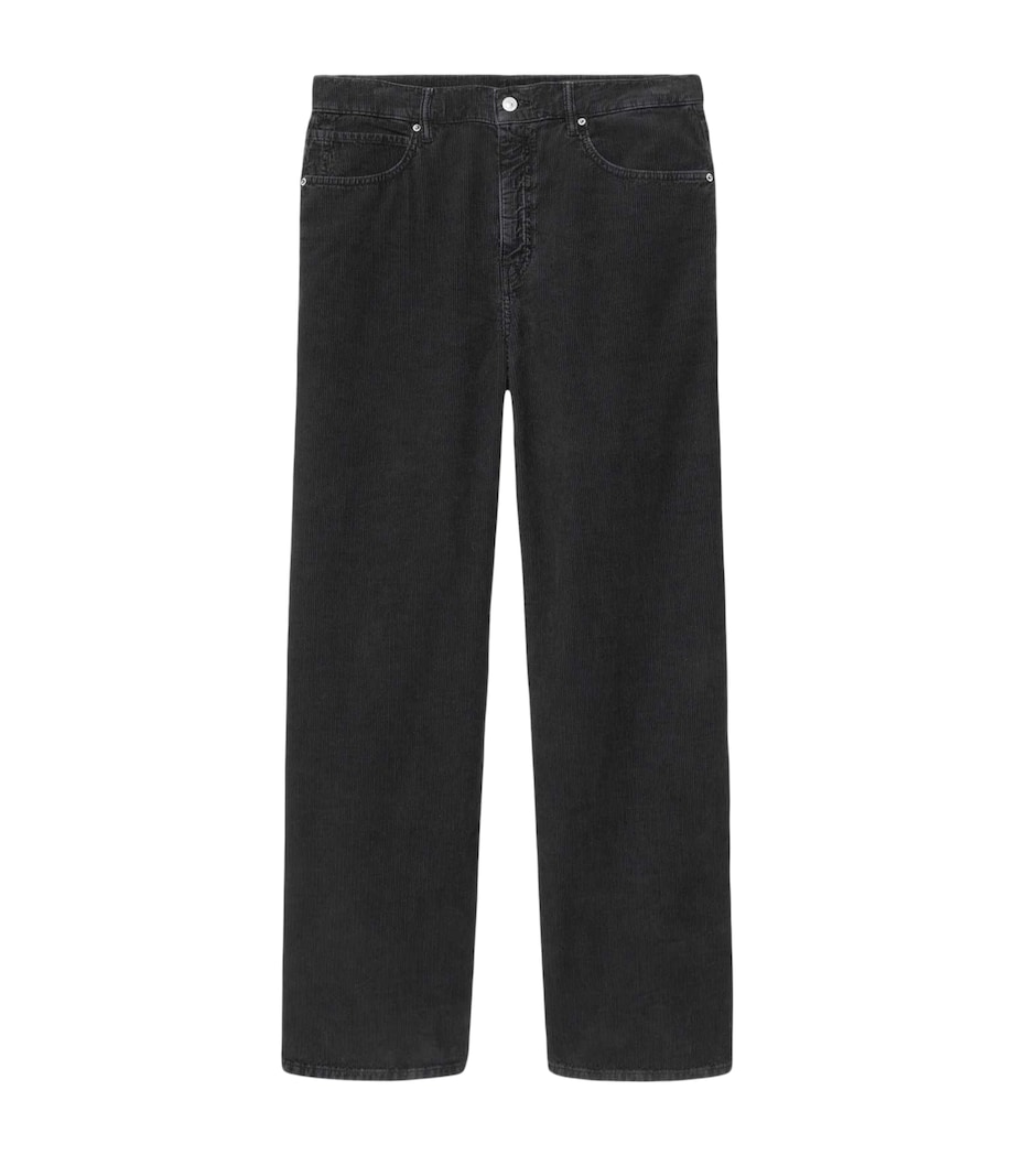 AllSaints Mens Croduroy Lenny Wide-Leg Jeans Navy Blue Image 1