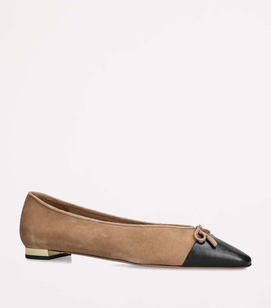Aquazzura Suede Gioia Ballet Flats Tan Comb Image 3