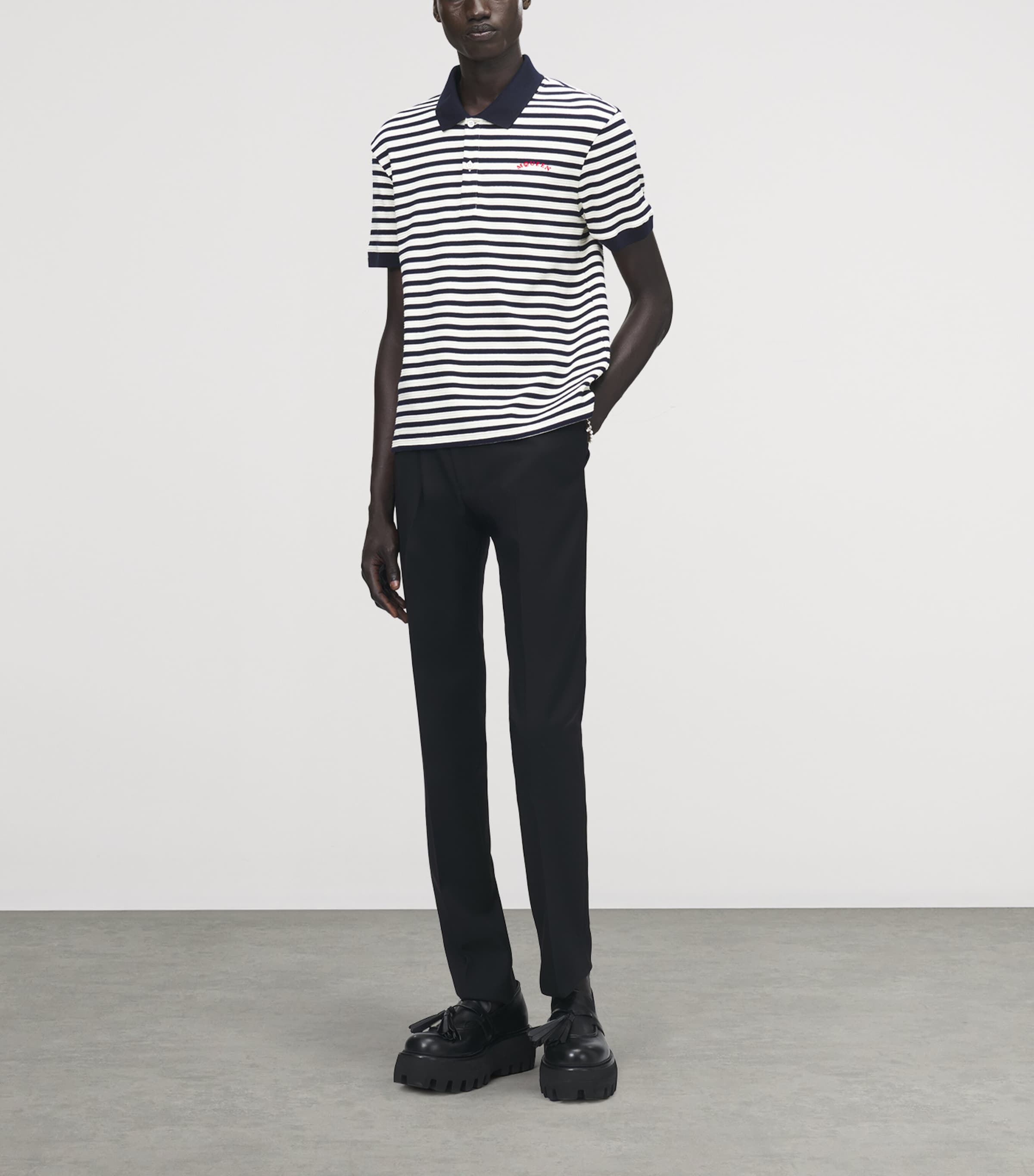 McQueen Mens Stripe Embroidered Polo Shirt Image 3