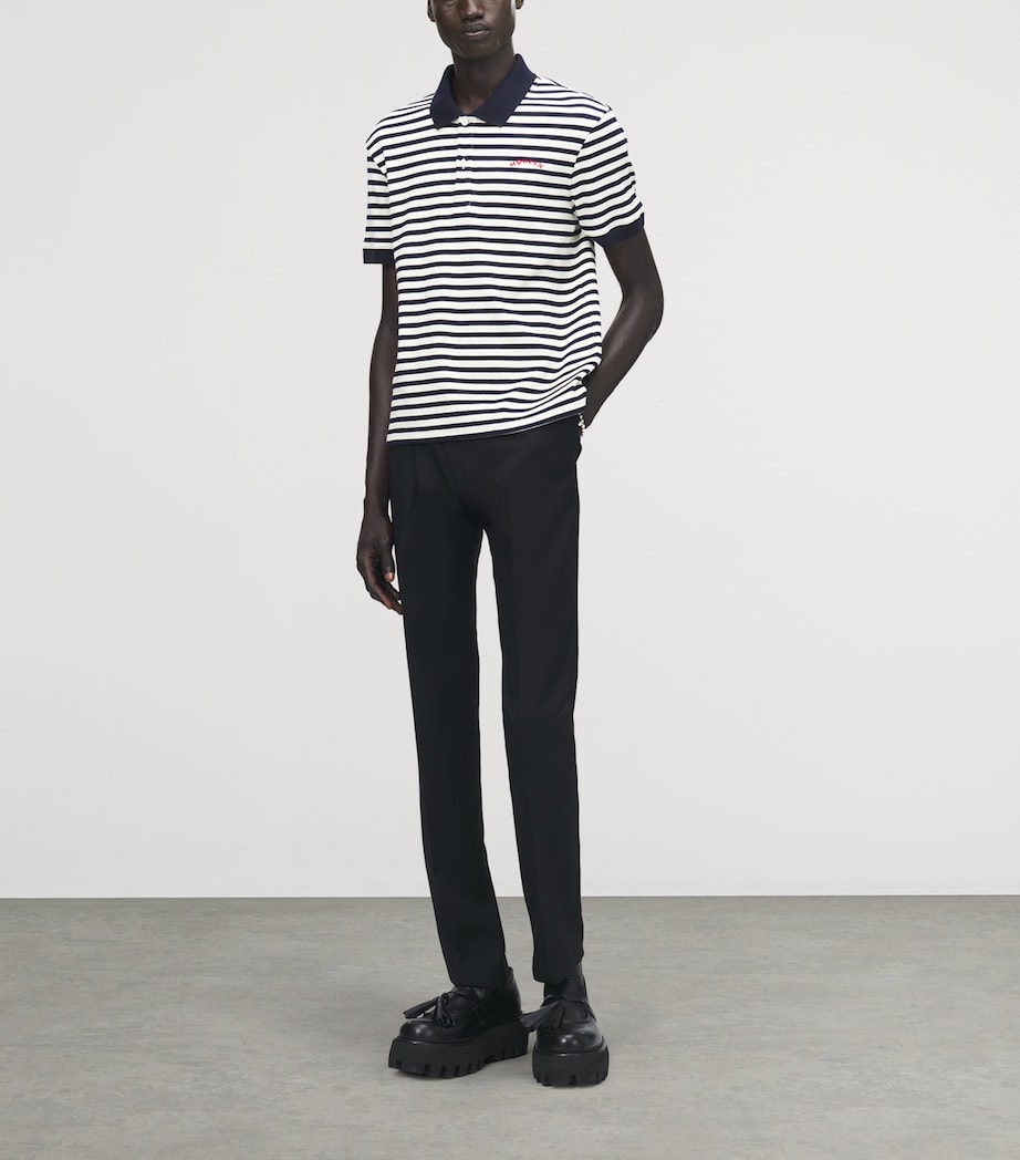 McQueen Mens Stripe Embroidered Polo Shirt Image 3