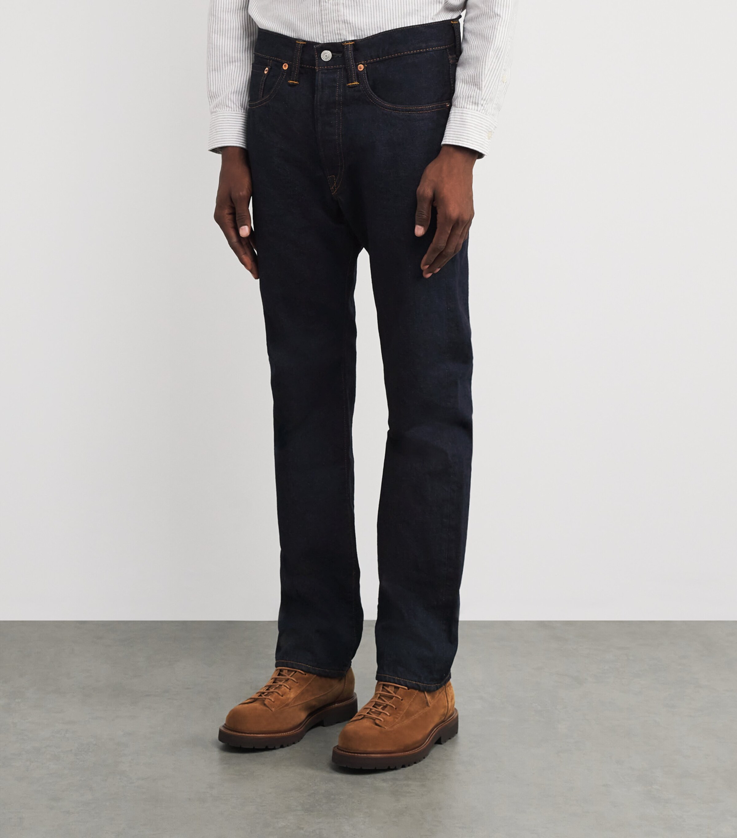 Double RL Selvedge Once-Washed Straight Jeans BLUE Image 3