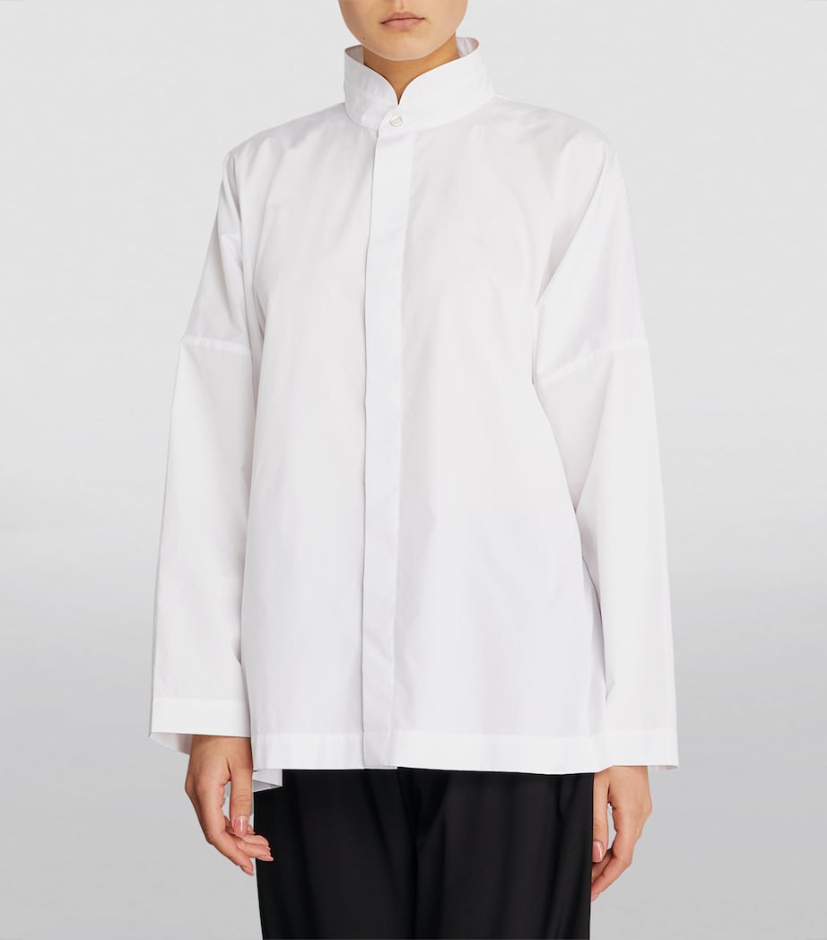 Cotton Stand-Collar Shirt WHITE Image 3