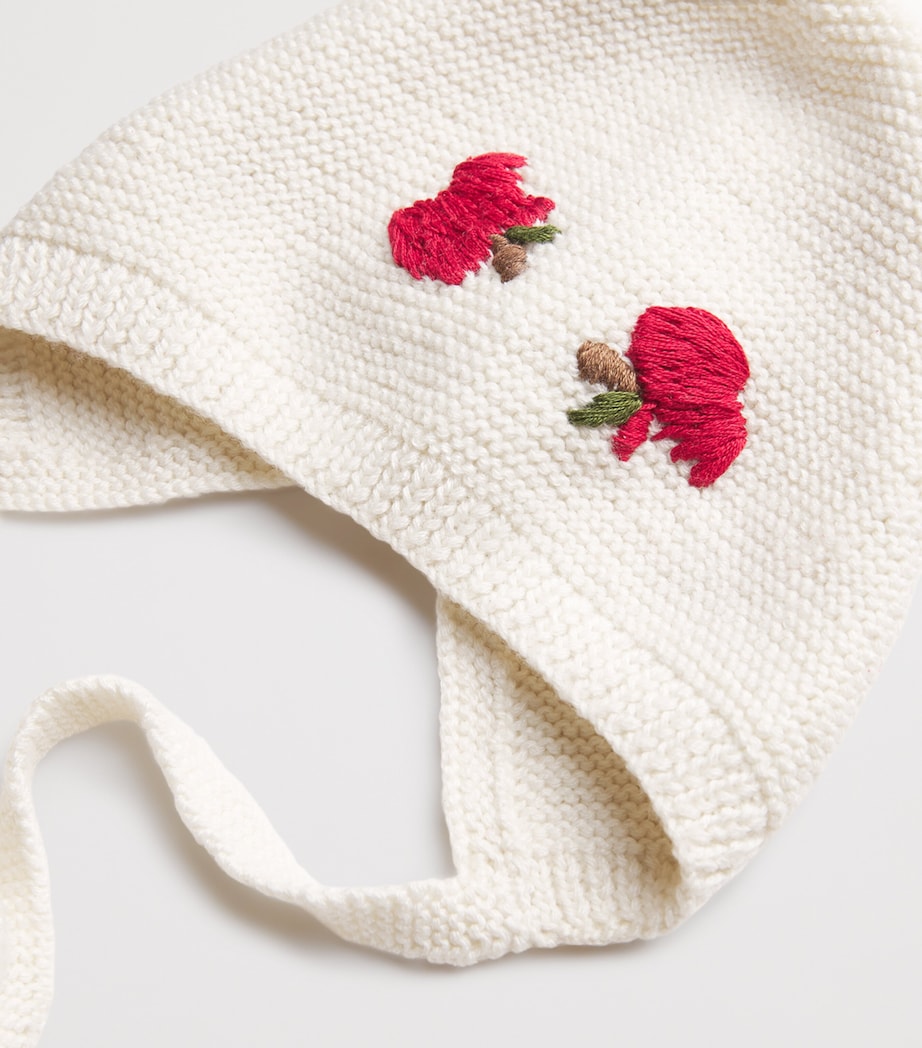 Merino Wool Apple Bonnet (0-24 Months) CREAM WHITE Image 4