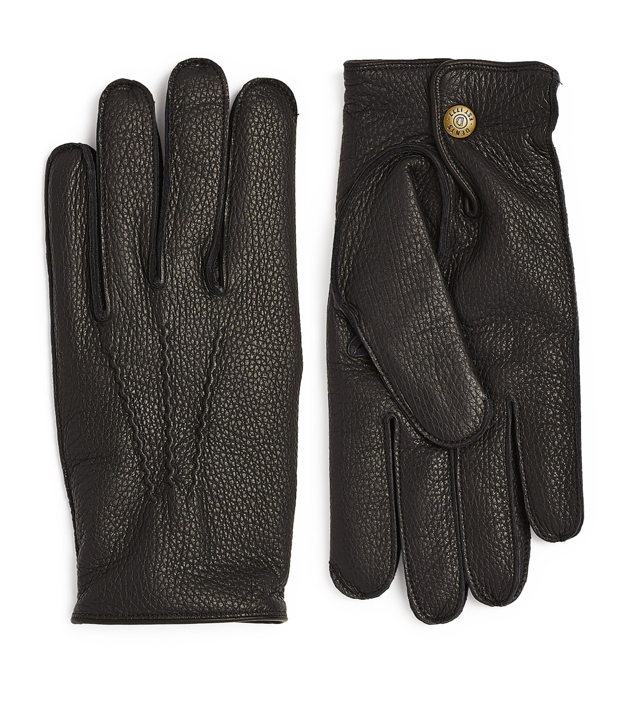 Grained Deerskin Gloves BLACK Image 2