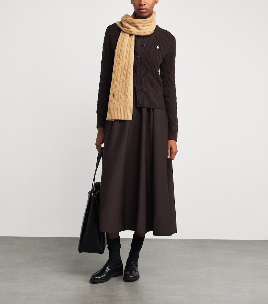 Wool-Cashmere Cable-Knit Cardigan WALNUT BROWN MELANGE Image 2