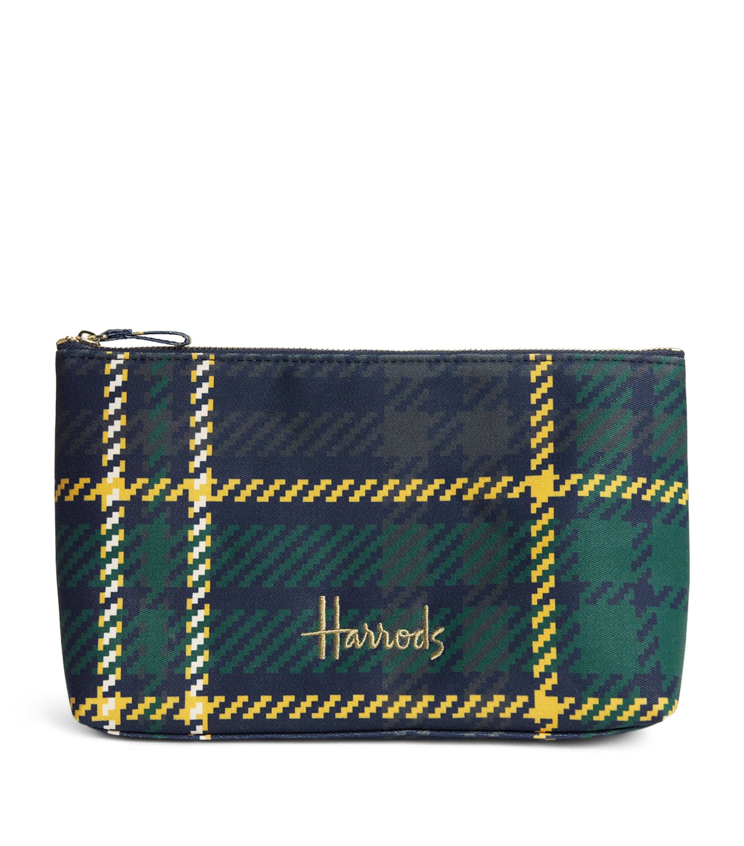 Harrods Medium Tartan Logo Pouch Navy Image 1