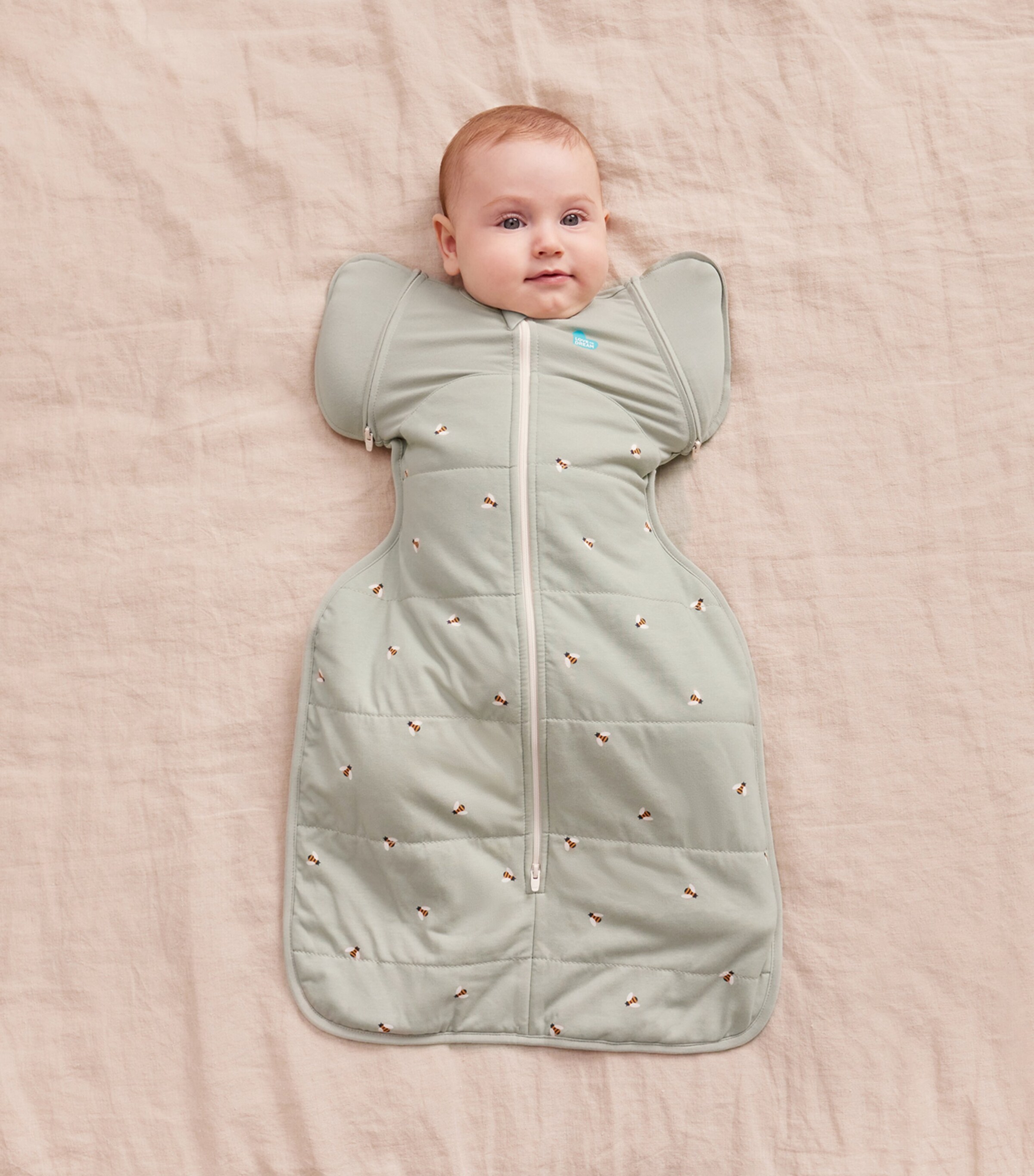 2.5 Tog Cotton-Blend Bee Swaddle Transition Bag OLIVE Image 2