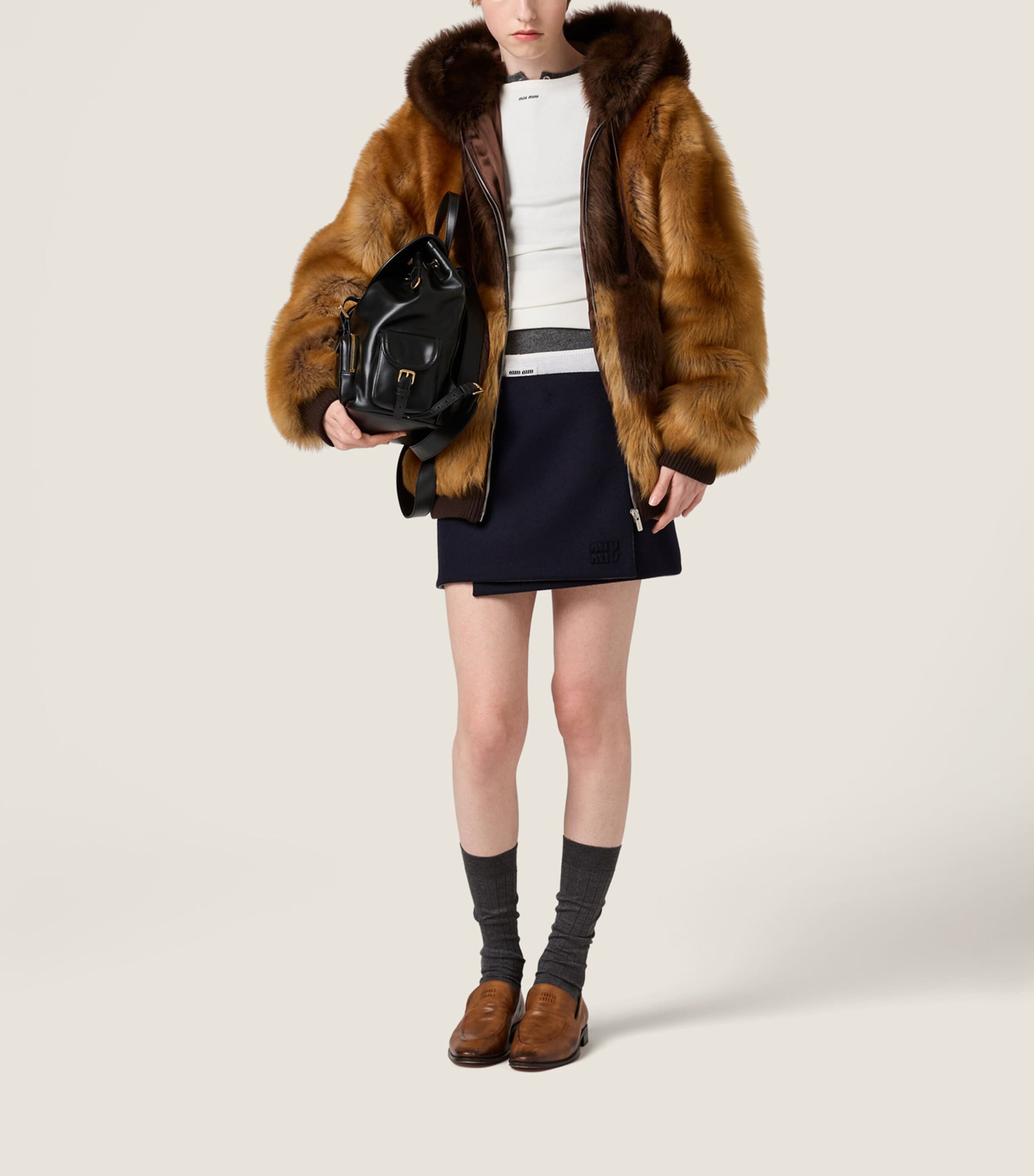 Miu Miu Womens Shearling Blouson Jacket Image 2