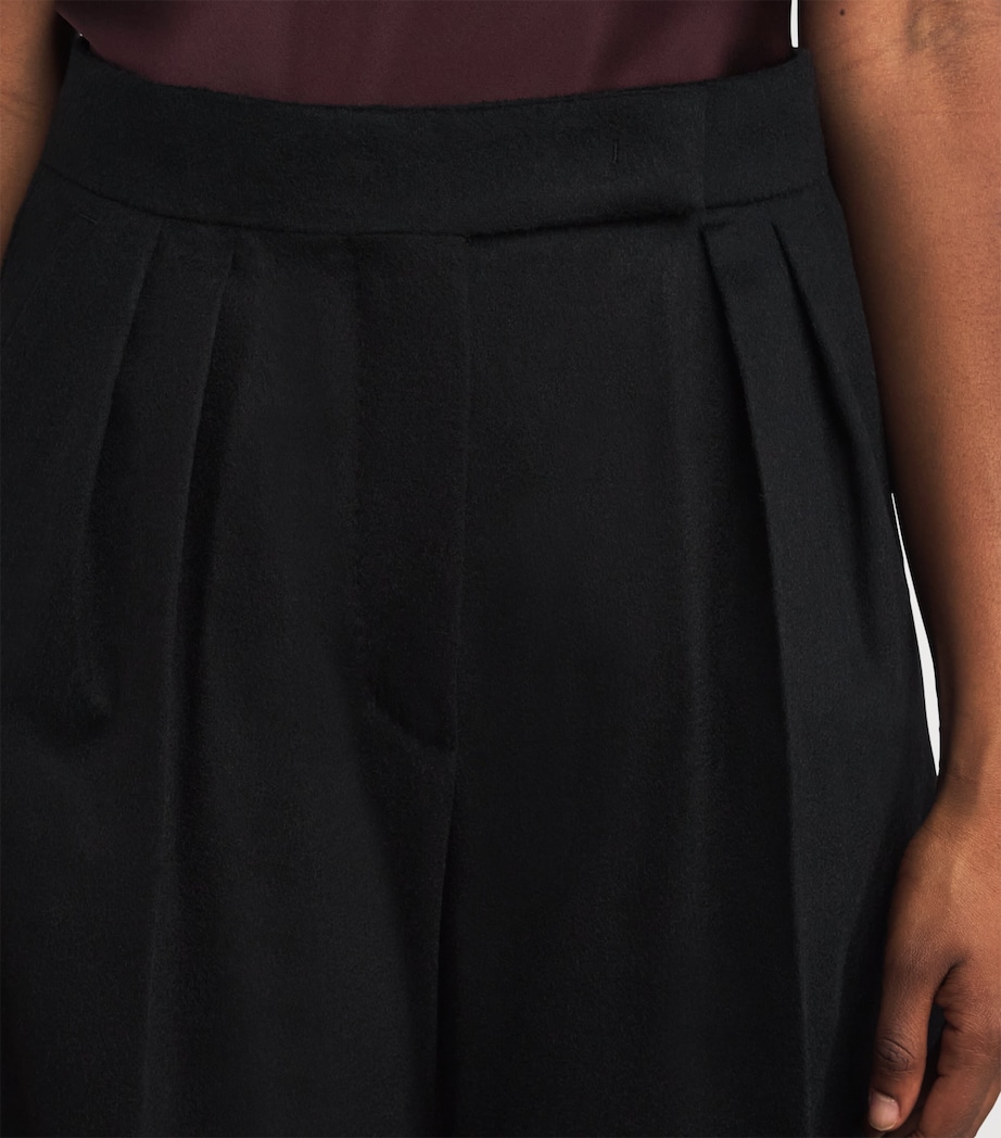 Camel Hair Wide-Leg Trousers BLACK Image 6