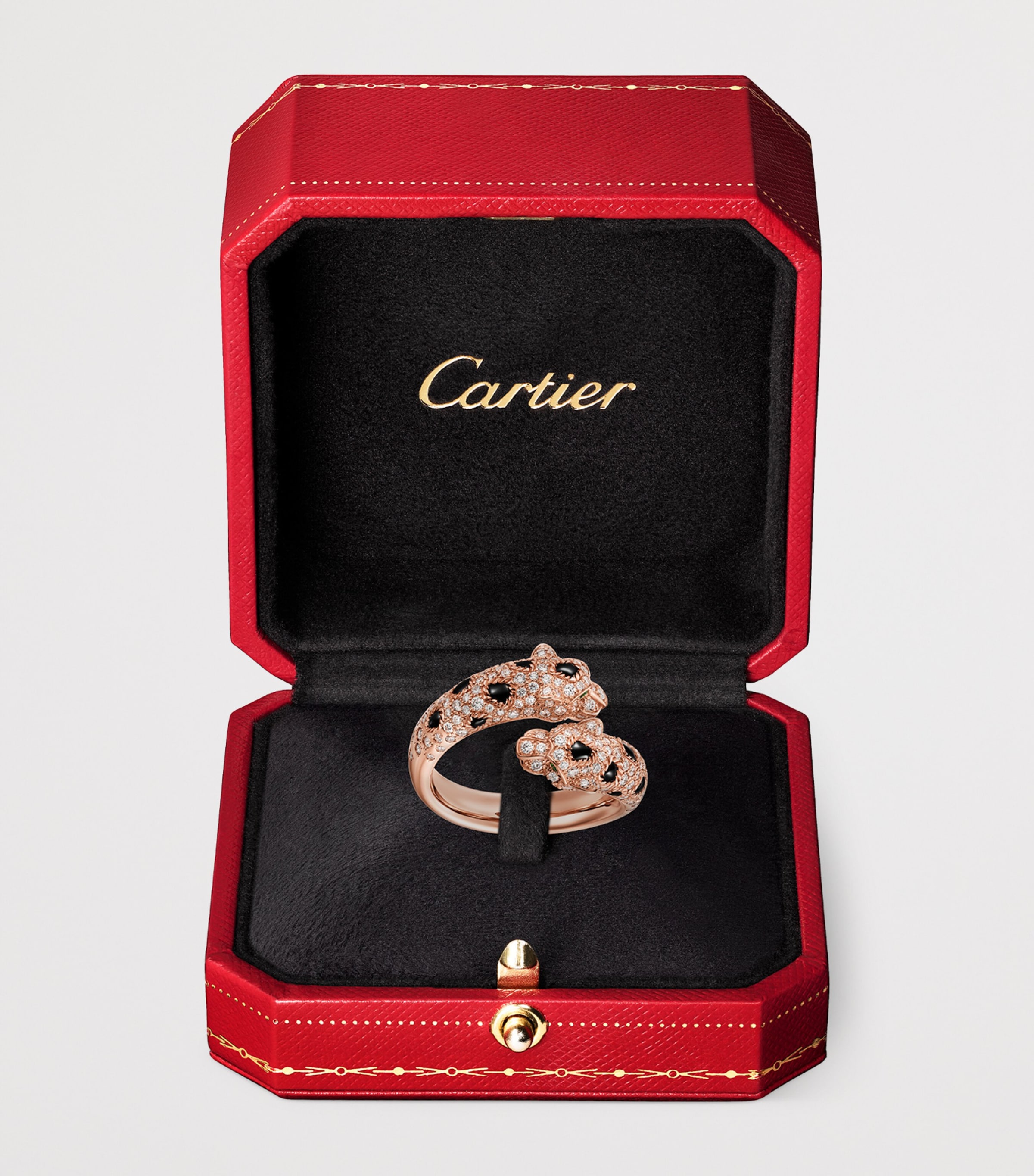 Rose Gold, Diamond, Emerald and Onyx Panthère de Cartier Ring ROSE GOLD Image 5