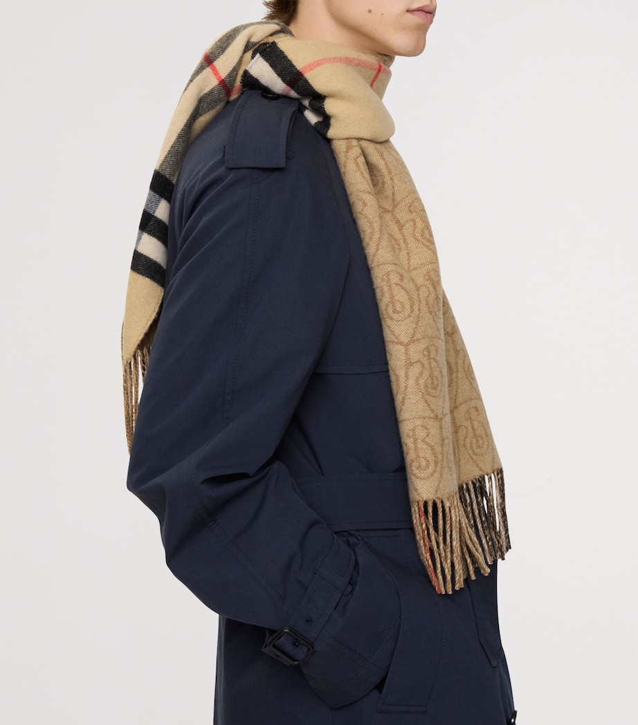 Cashmere Reversible B Shield Scarf SAND Image 6