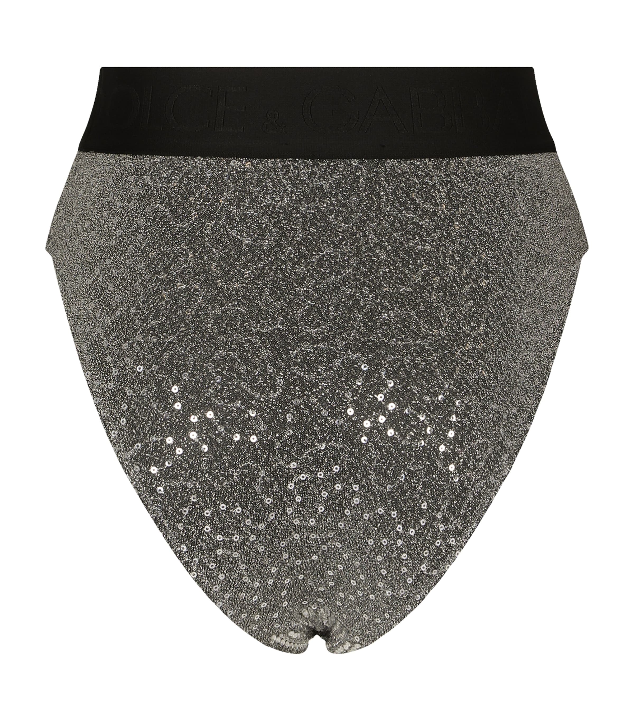 KIM DOLCE&GABBANA Embelllished High-Waist Briefs 8B808-SILVER/BLACK Image 2