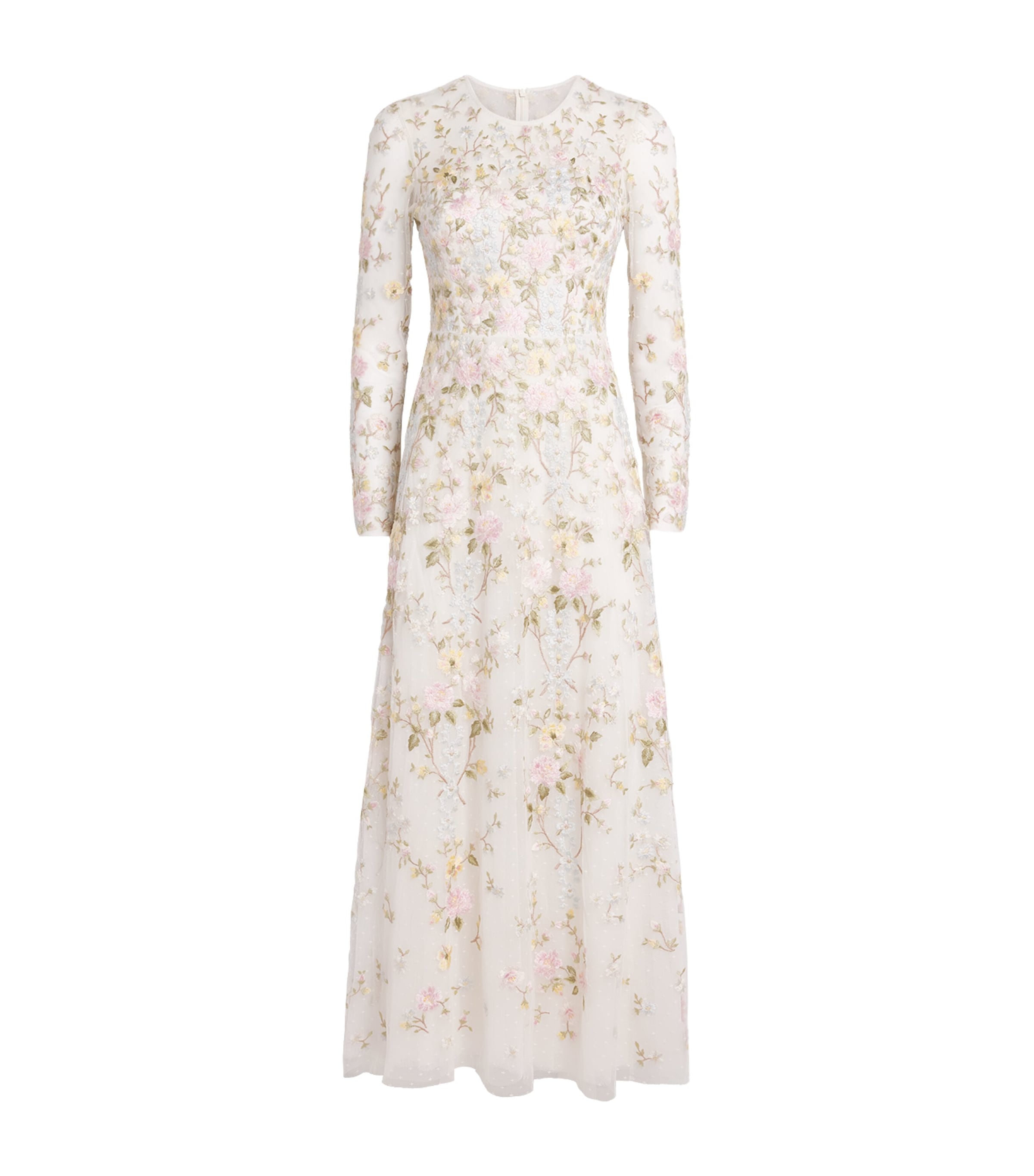 Needle & Thread Womens Garden Rose Maxi Dress Swan Wht/pastel Blu Image 1
