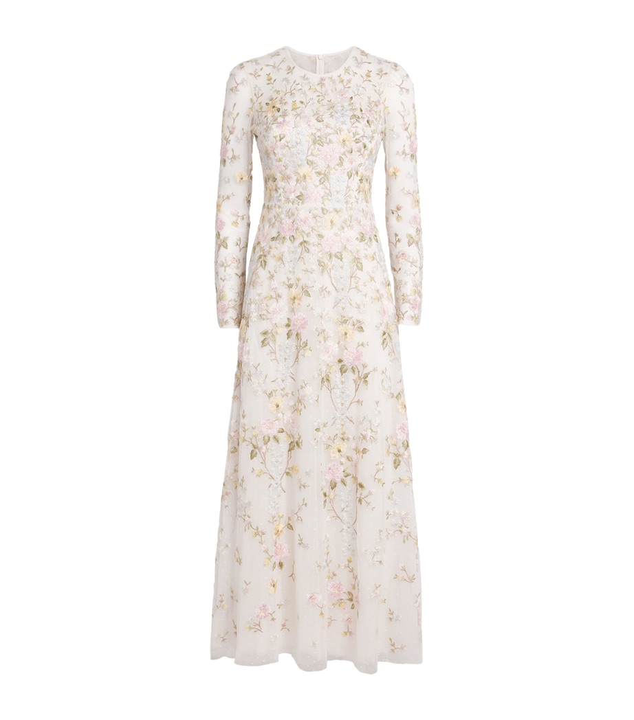 Needle & Thread Womens Garden Rose Maxi Dress Swan Wht/pastel Blu Image 1