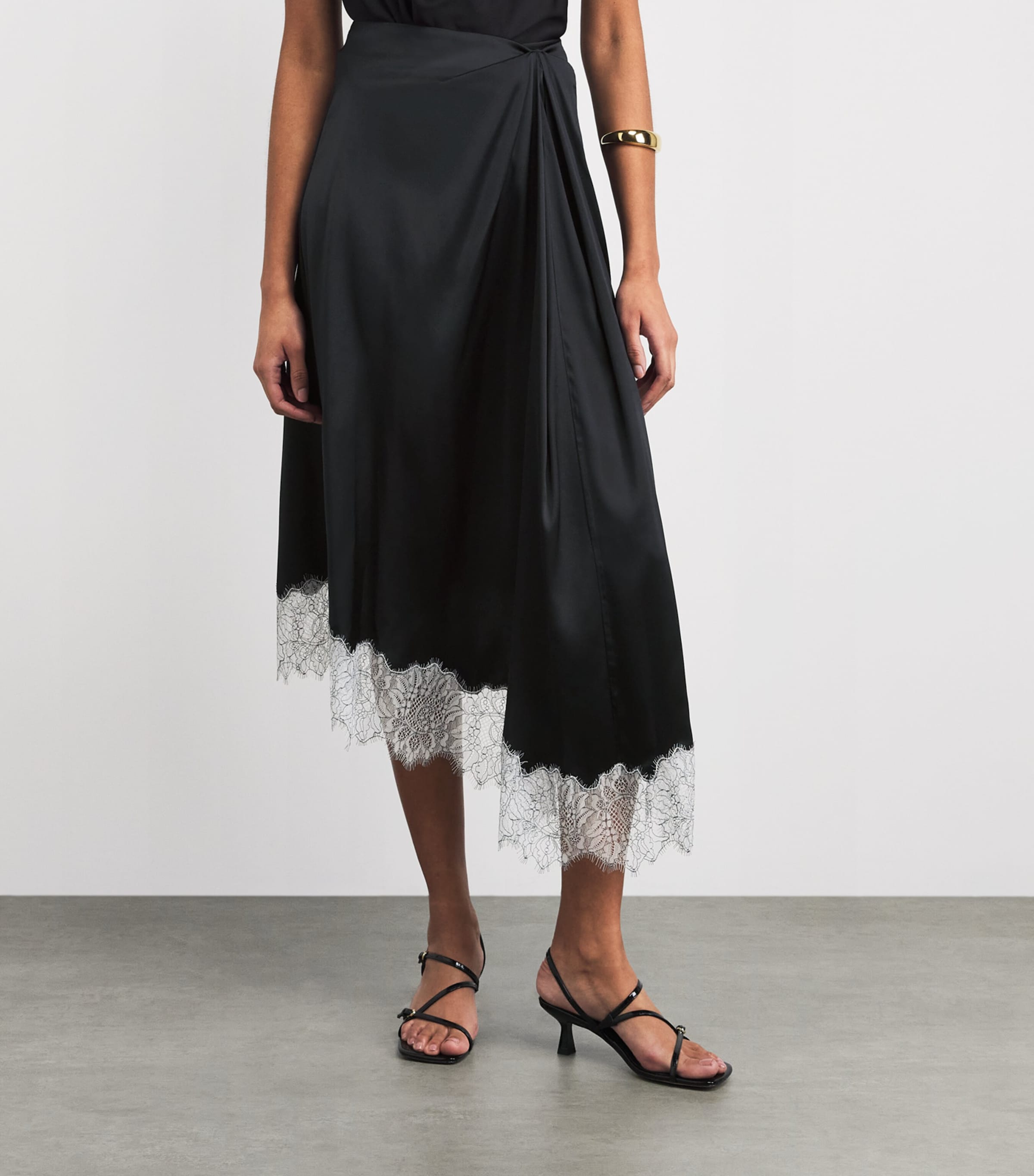 STAUD Womens Silk-Blend Sonoma Midi Skirt Blk Black Image 4