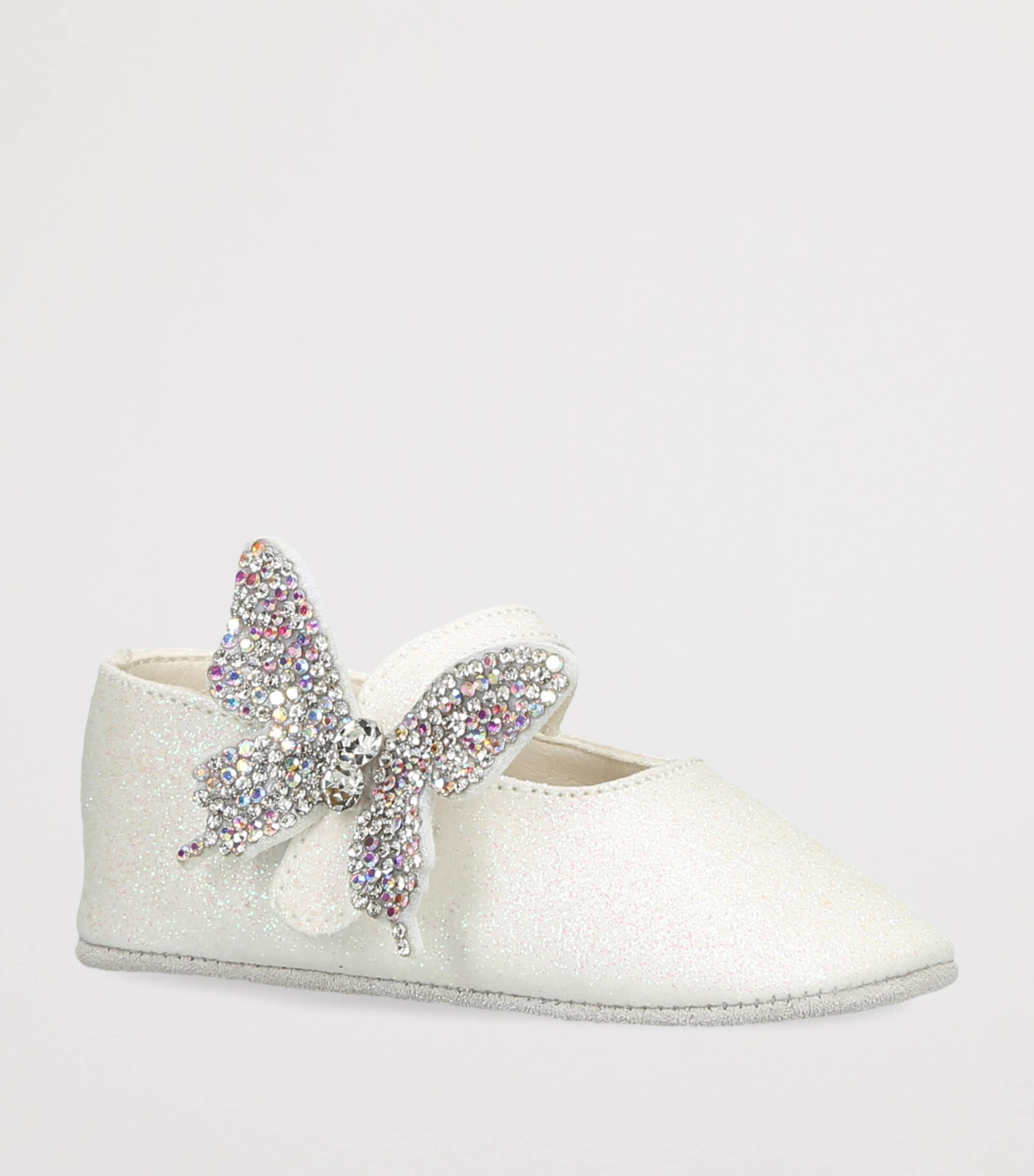 BabyWalker Crystal Butterfly Ballet Flats White Image 2