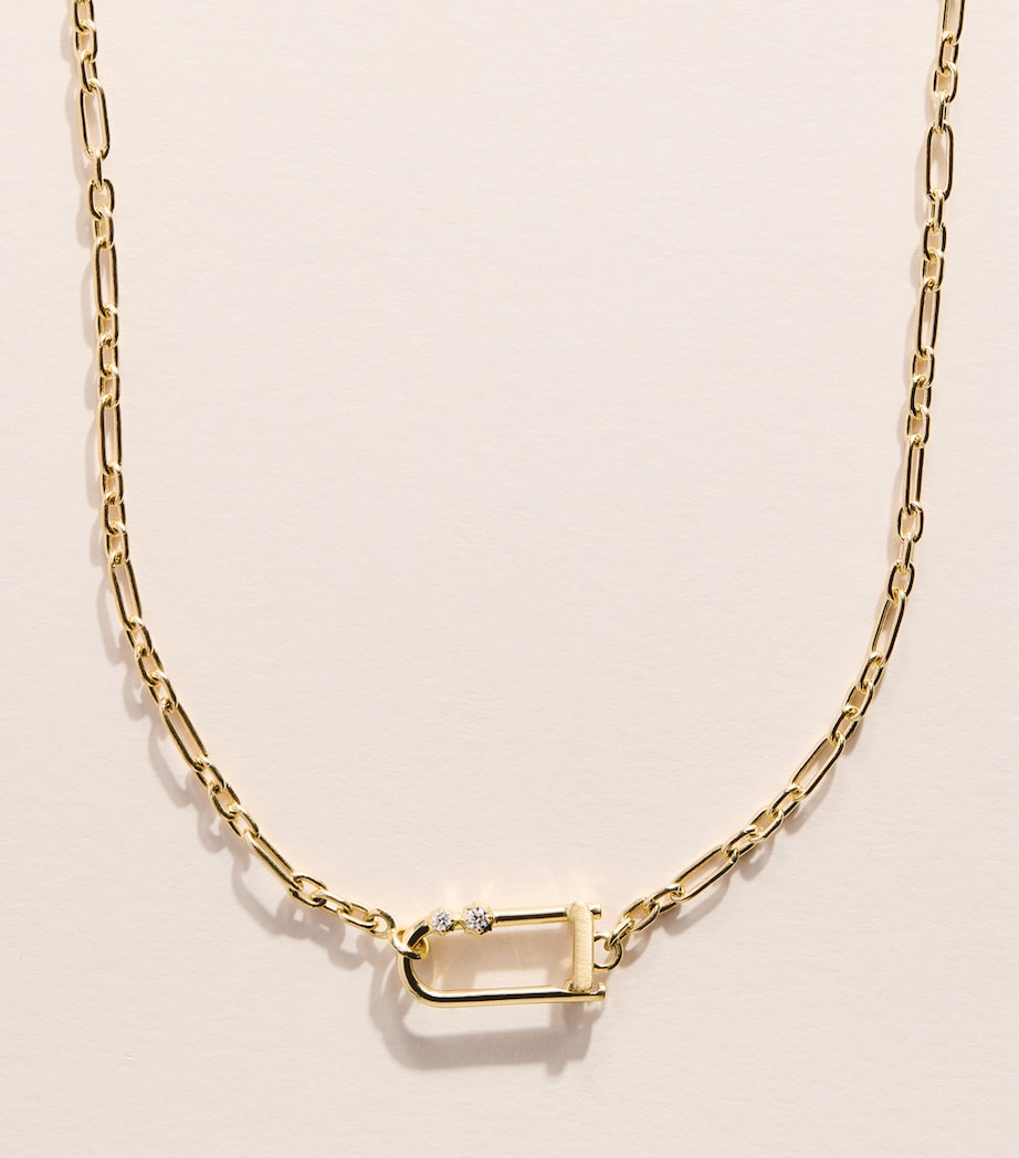 Jade Trau Petite Yellow Gold and Diamond Georgie Lock Necklace Yellow Gold Image 1