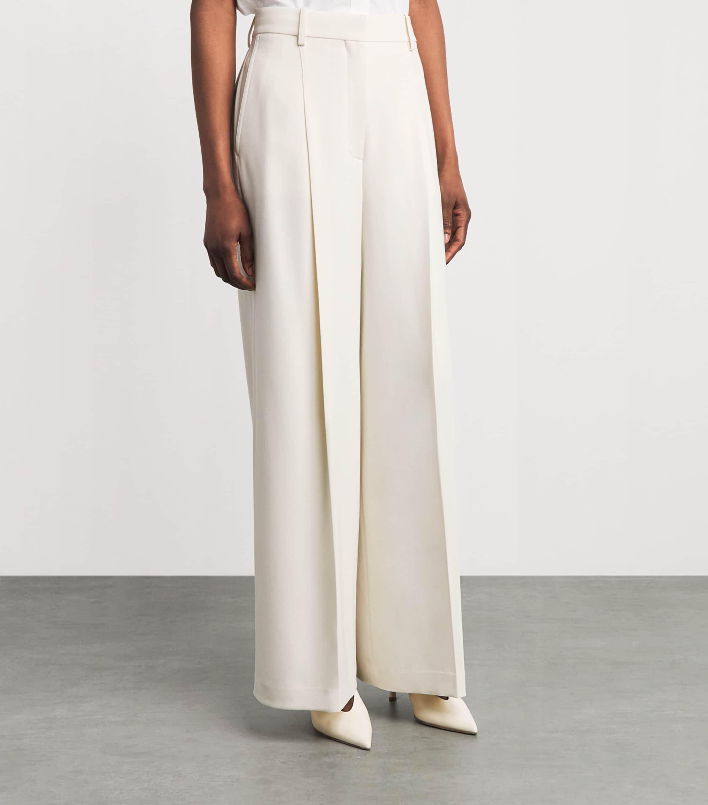 Theory Womens Admiral Crepe Wide-Leg Trousers Rice Image 4