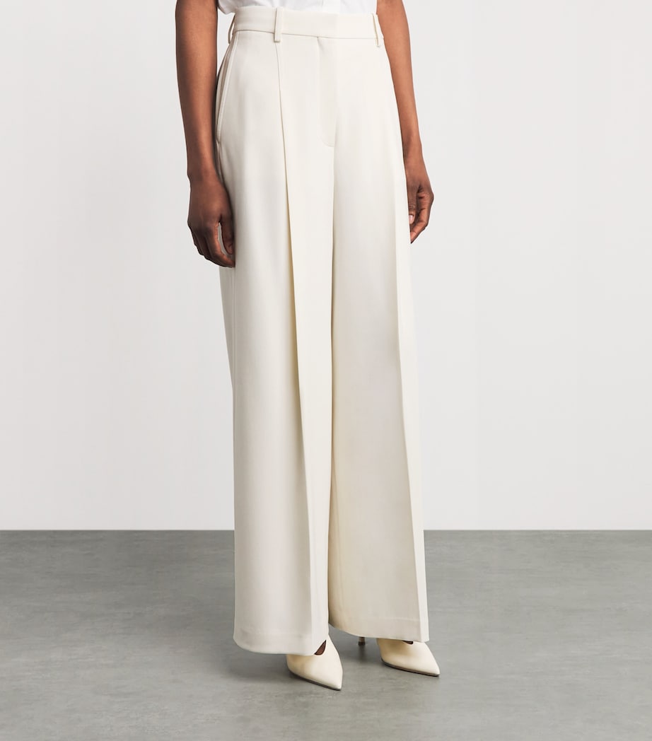 Theory Womens Admiral Crepe Wide-Leg Trousers Rice Image 4