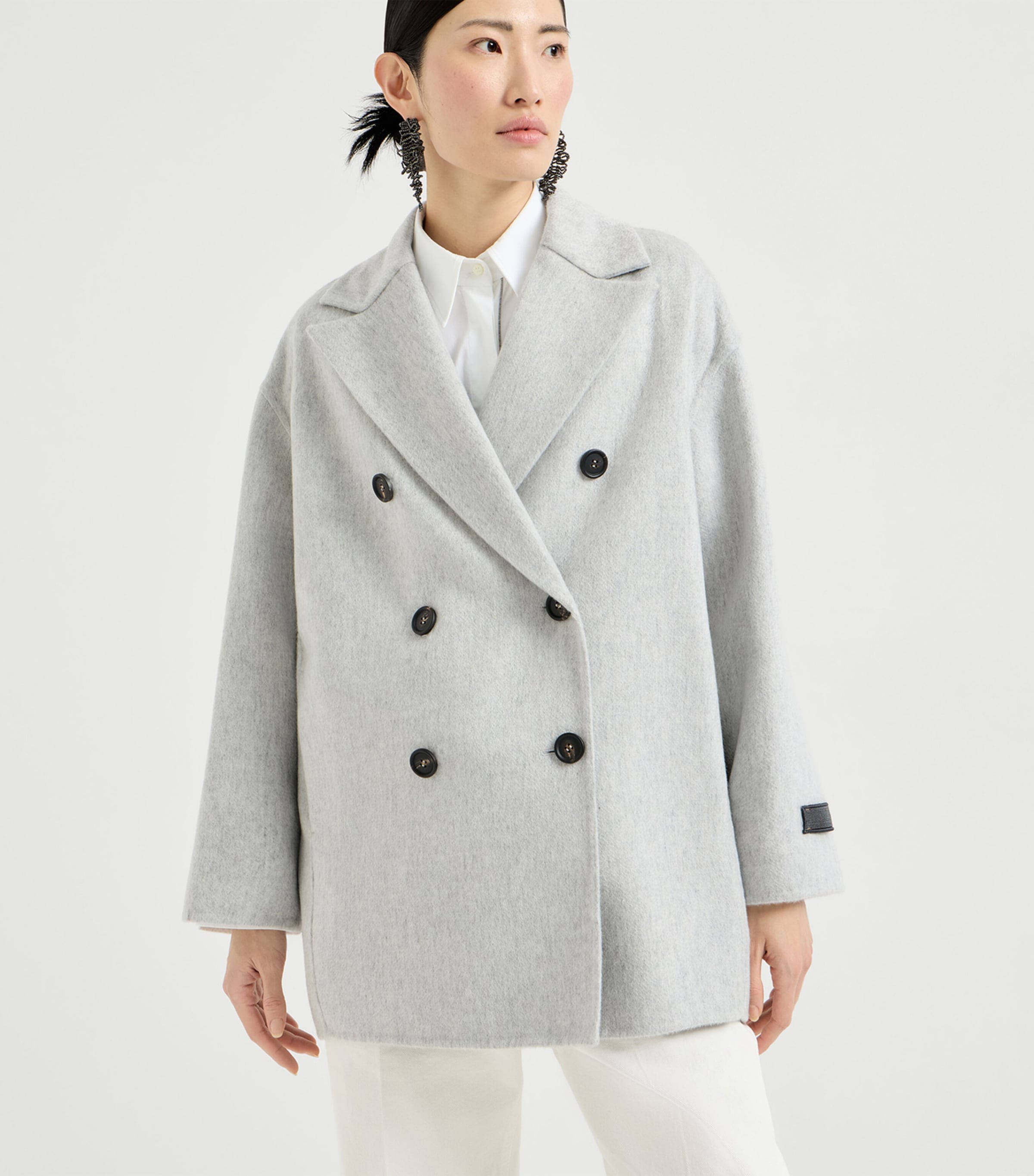 Brunello Cucinelli Womens Cashmere Double Beaver Cloth Pea Coat Image 3