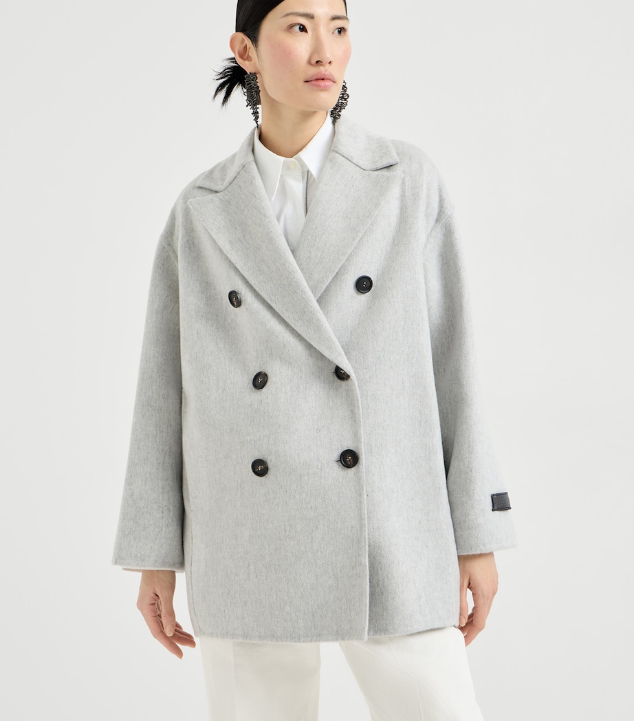 Brunello Cucinelli Womens Cashmere Double Beaver Cloth Pea Coat Image 3