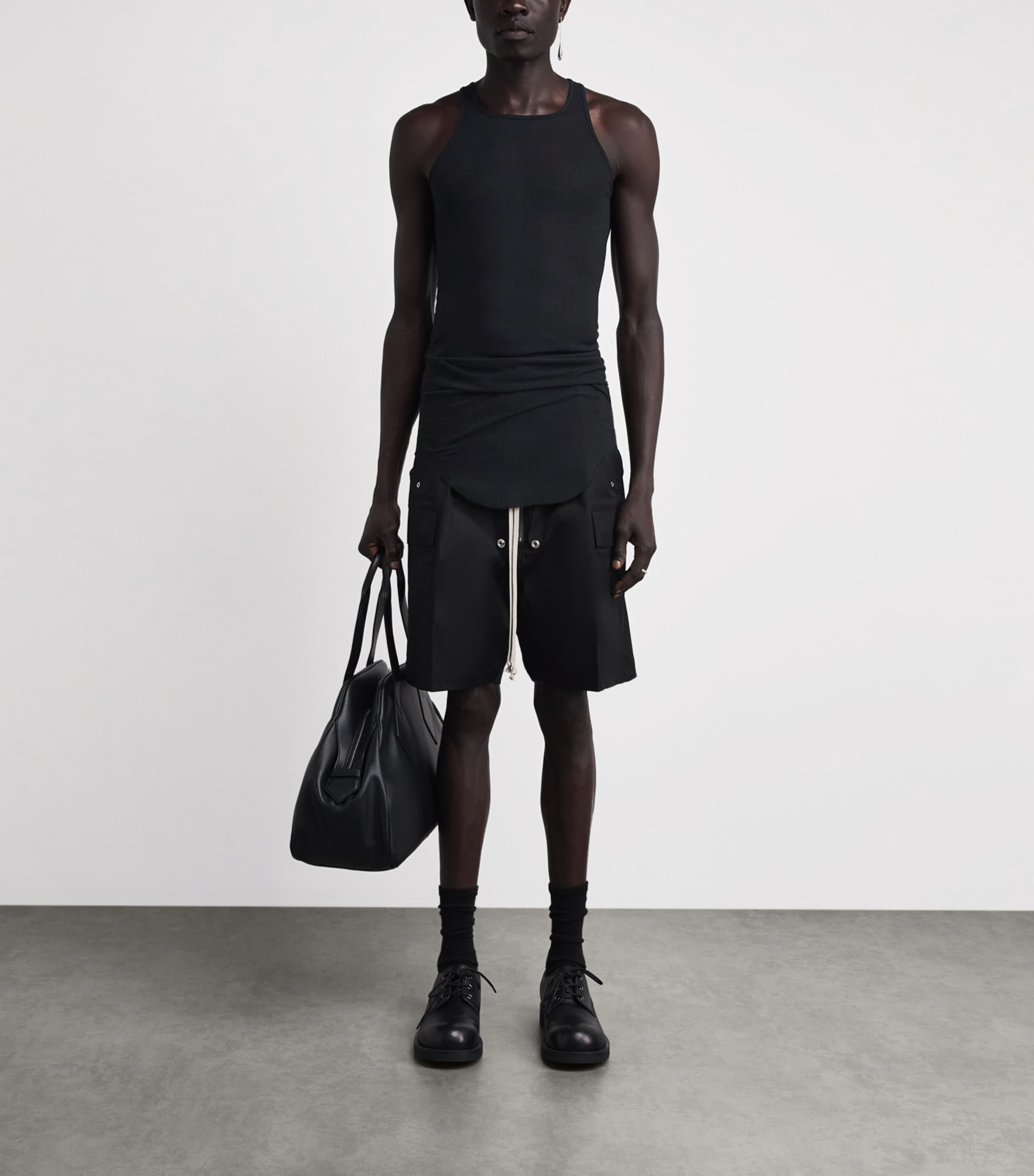 Rick Owens Mens Basic Ribbed Tank Top Black Image 2