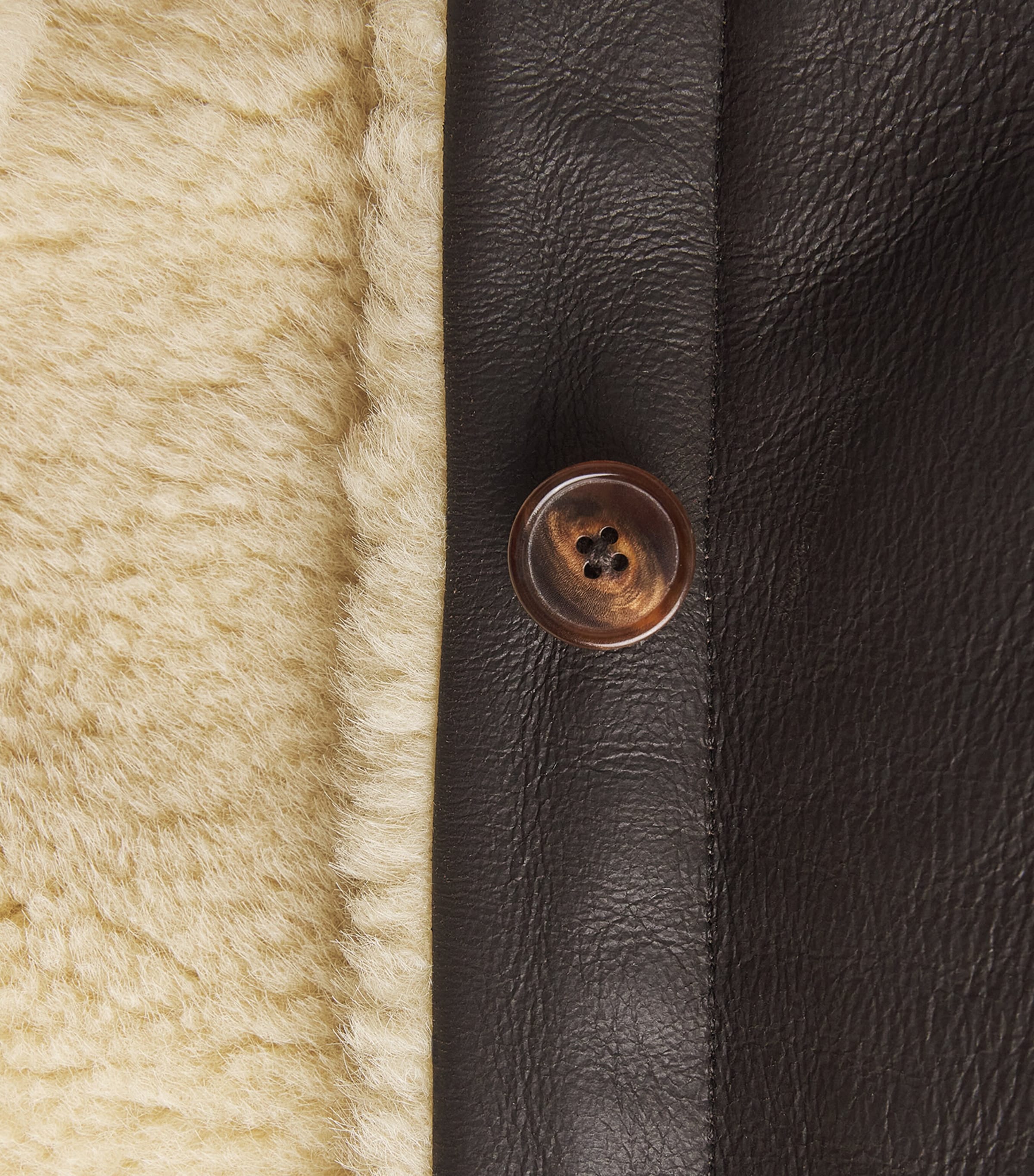 Stylein Womens Shearling-Leather Reversible Veda Coat Cream Image 6