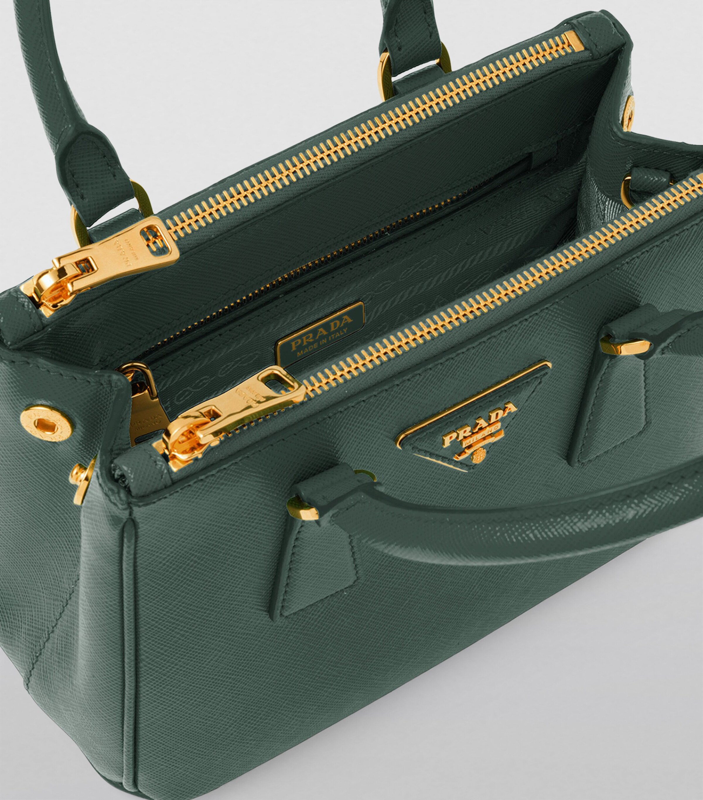 Prada Green Calfskin Galleria Saffiano Mini Bag Harrods RS