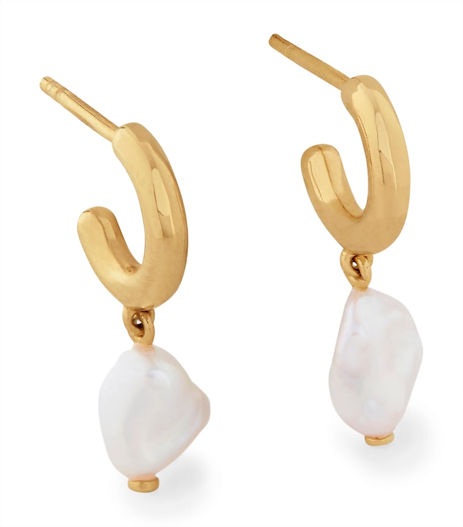 Monica Vinader Gold Vermeil and Keshi Pearl Nura Huggie Earrings Gold Vermeil Image 1
