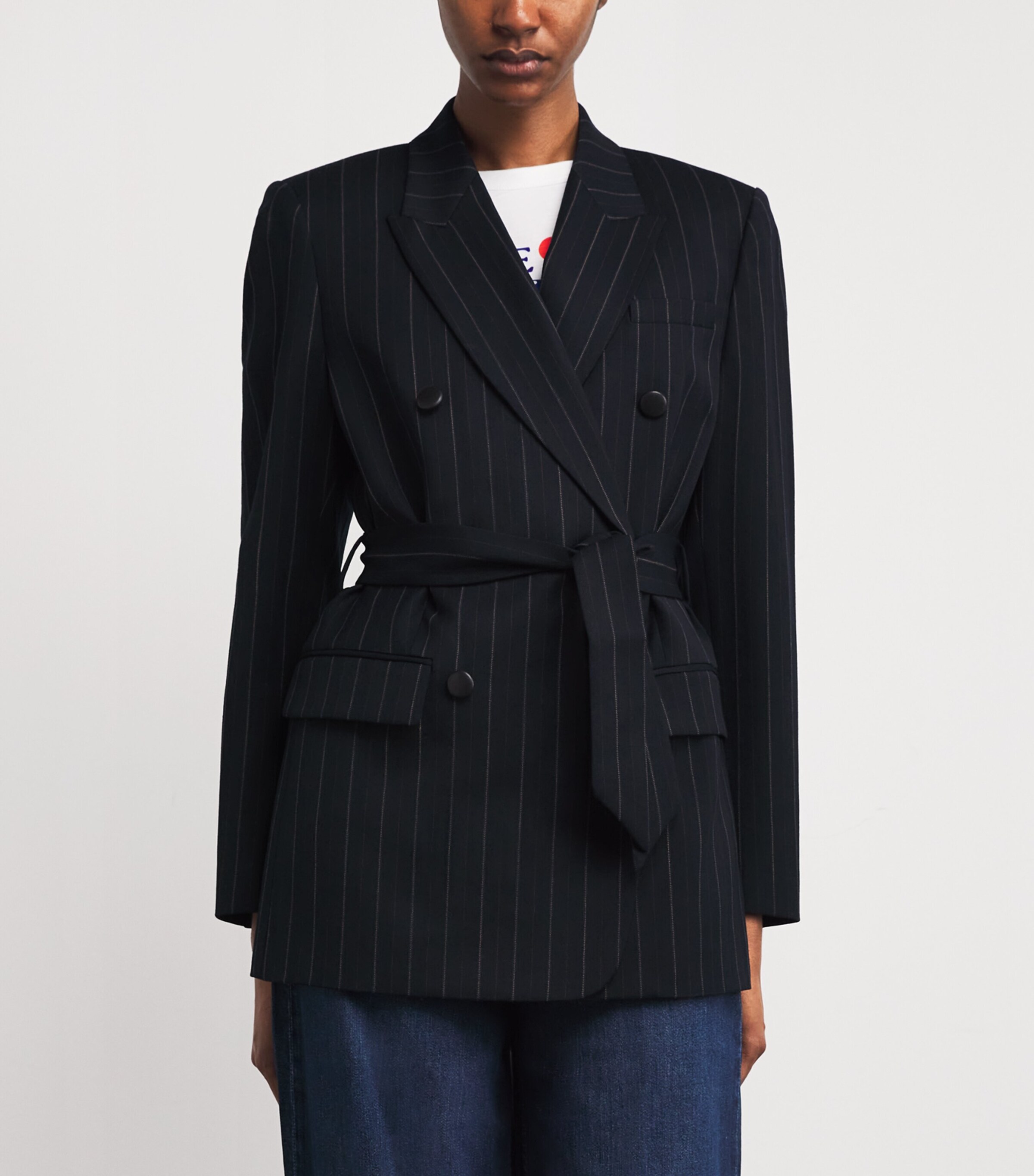 Rag Bone Navy Tie-Waist Virginia Blazer Harrods UK