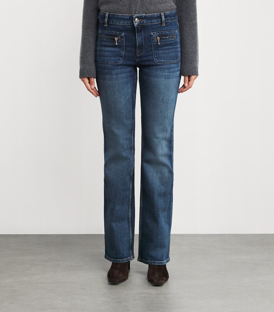 Stretch Denim Bootcut Jeans BLUE Image 3