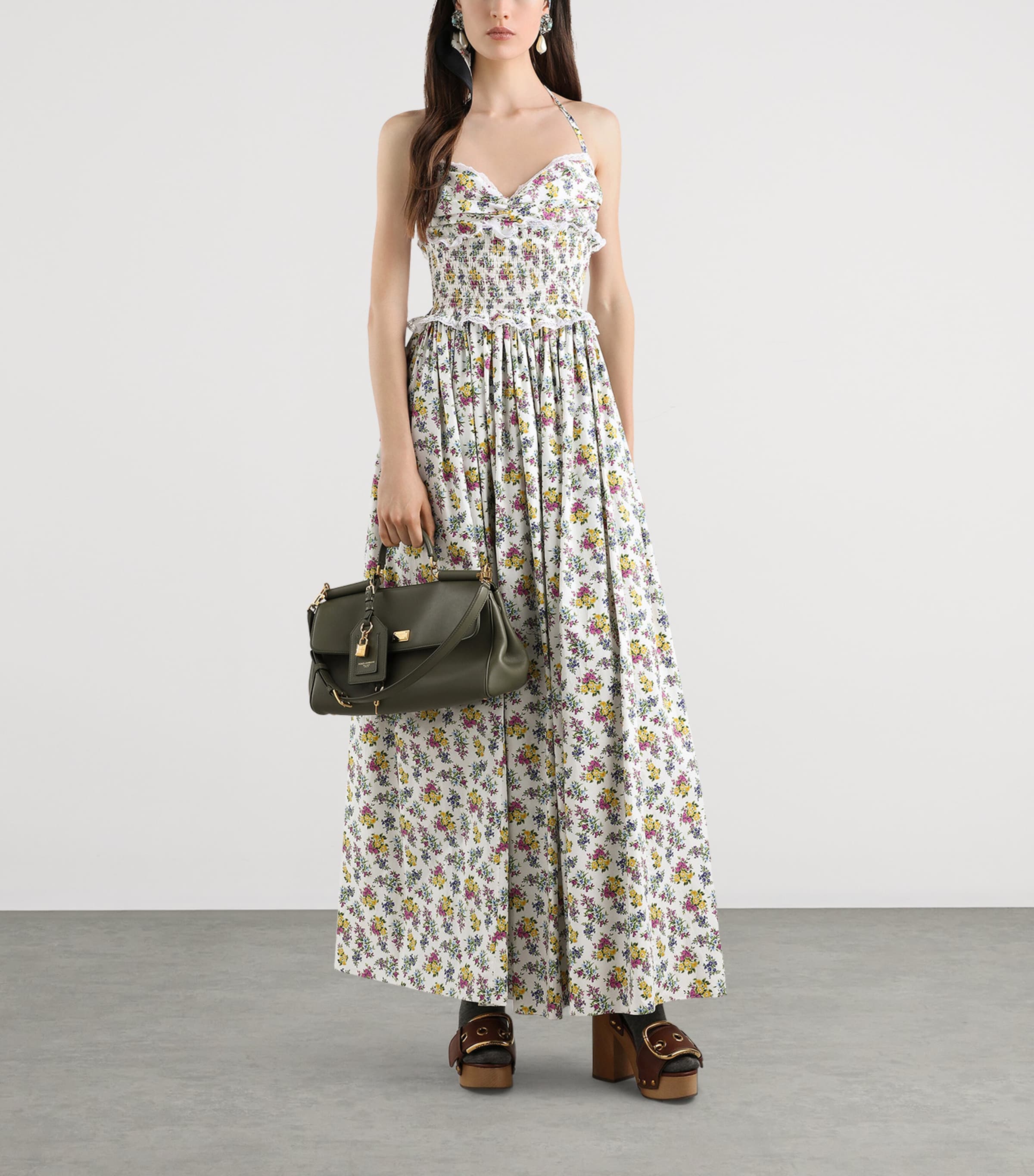 Dolce&Gabbana Womens Cotton-Blend Floral Maxi Dress Fior Image 2
