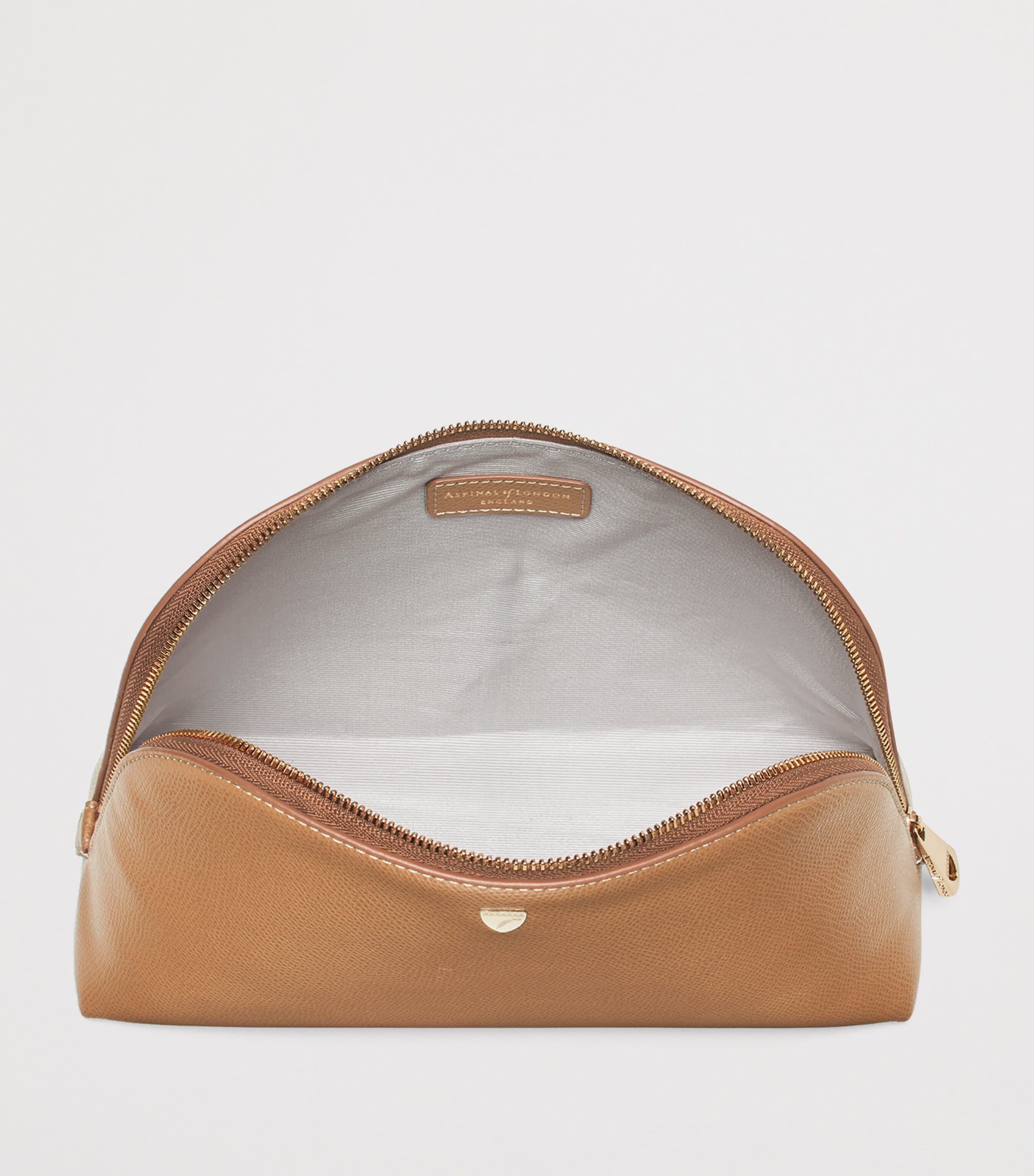 Aspinal Of London Large Grained Leather Cosmetics Case Caramel Image 4