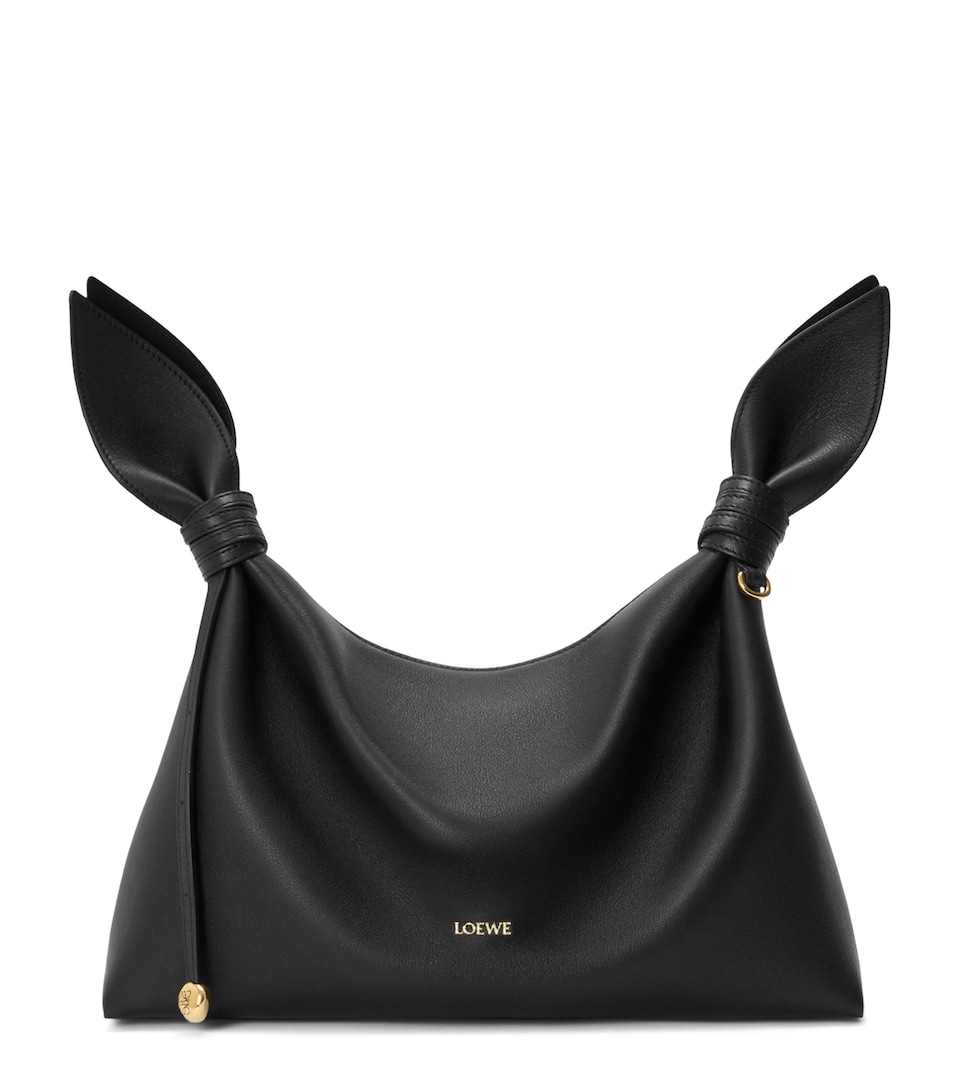 LOEWE Medium Leather Scarf Shoulder Bag Black